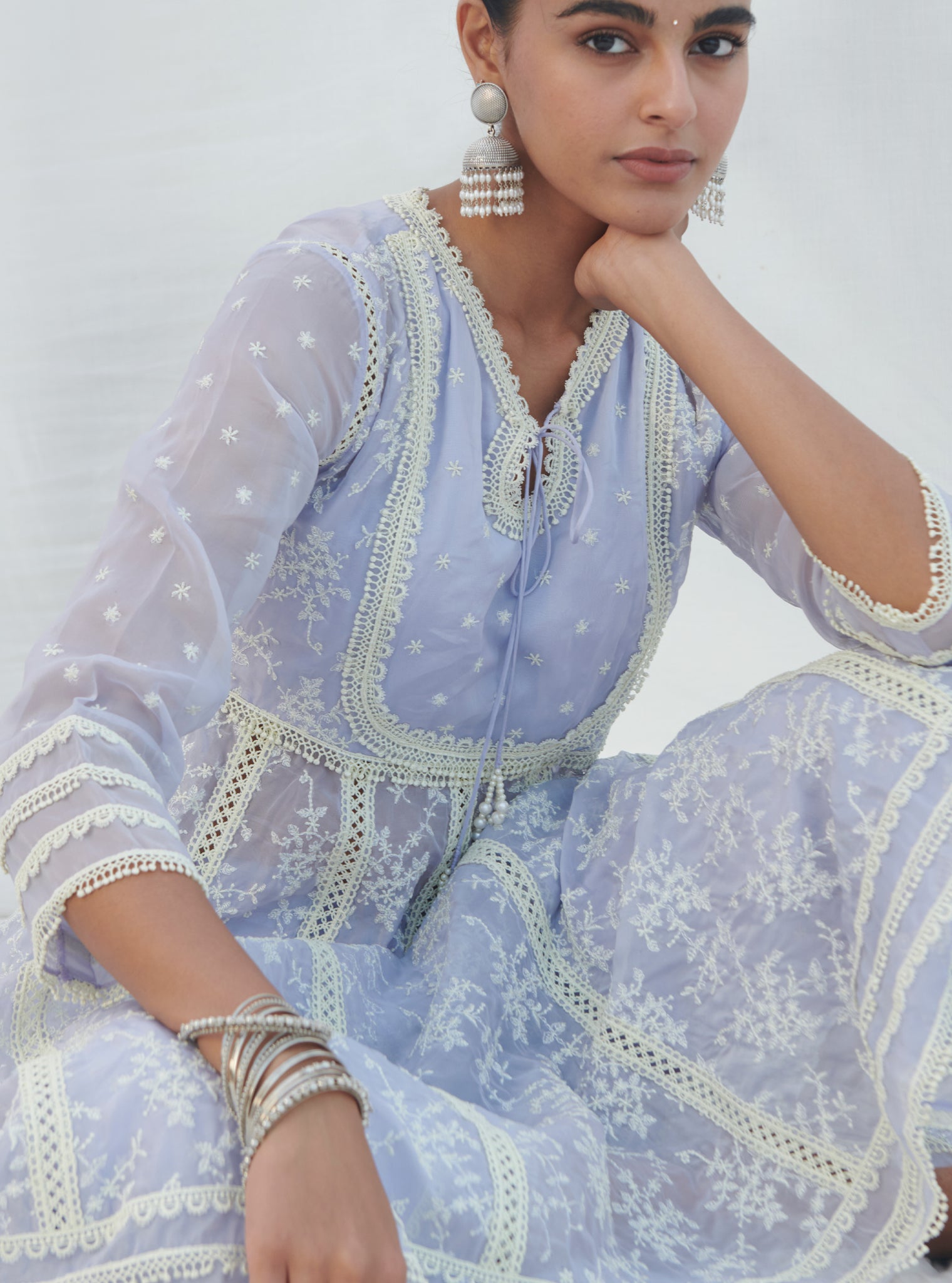 Tisca Organza Lilac Anarkali Kurta Set