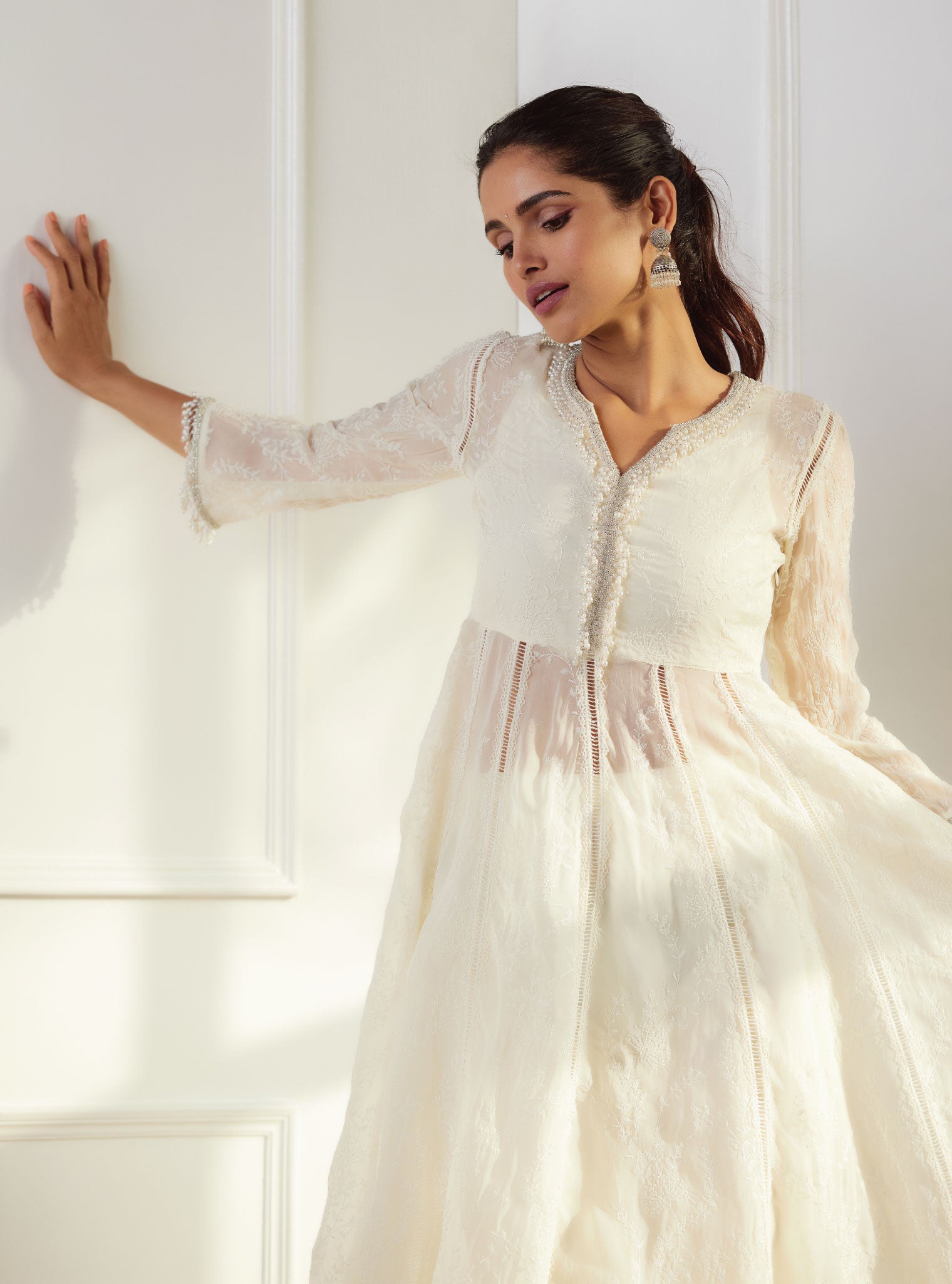 Twyla Organza Off White Kurta Set