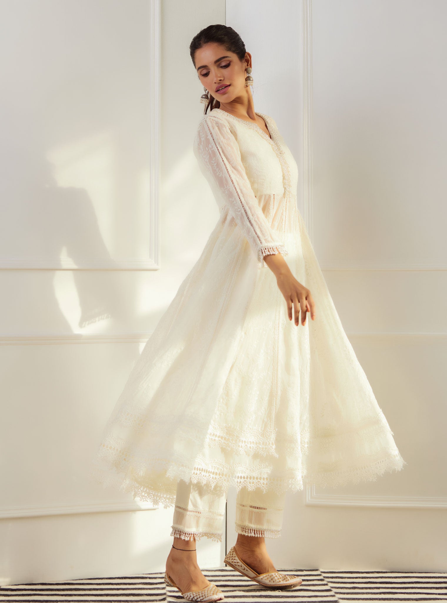 Twyla Organza Off White Kurta Set