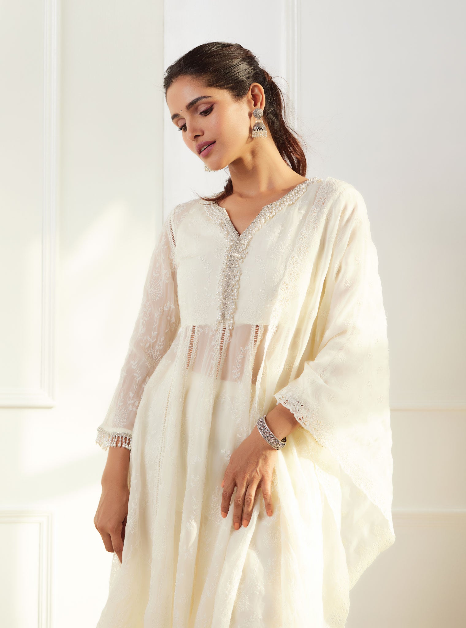 Twyla Organza Off White Kurta Set