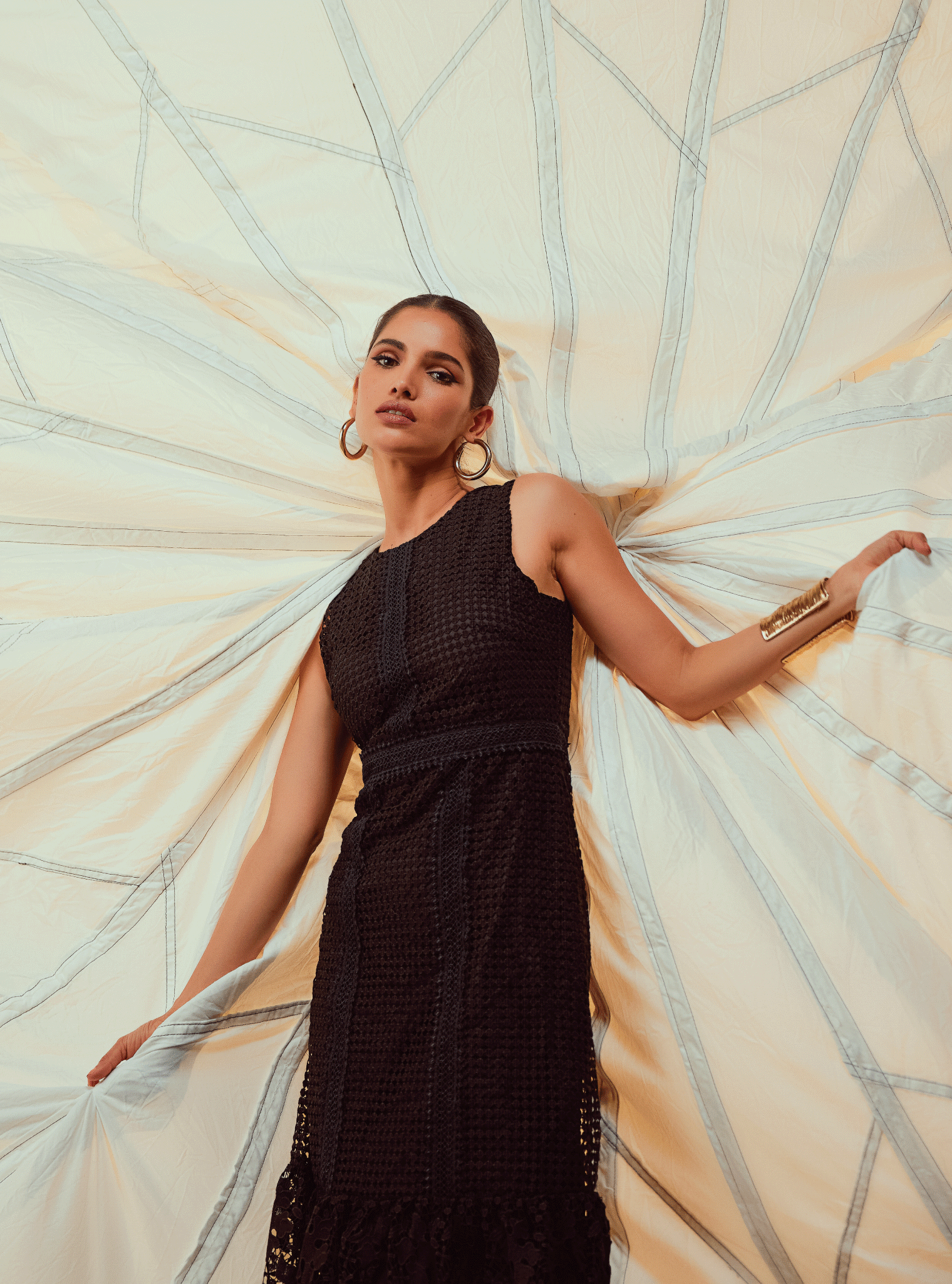 Guipure Skye Cotton Black Dress
