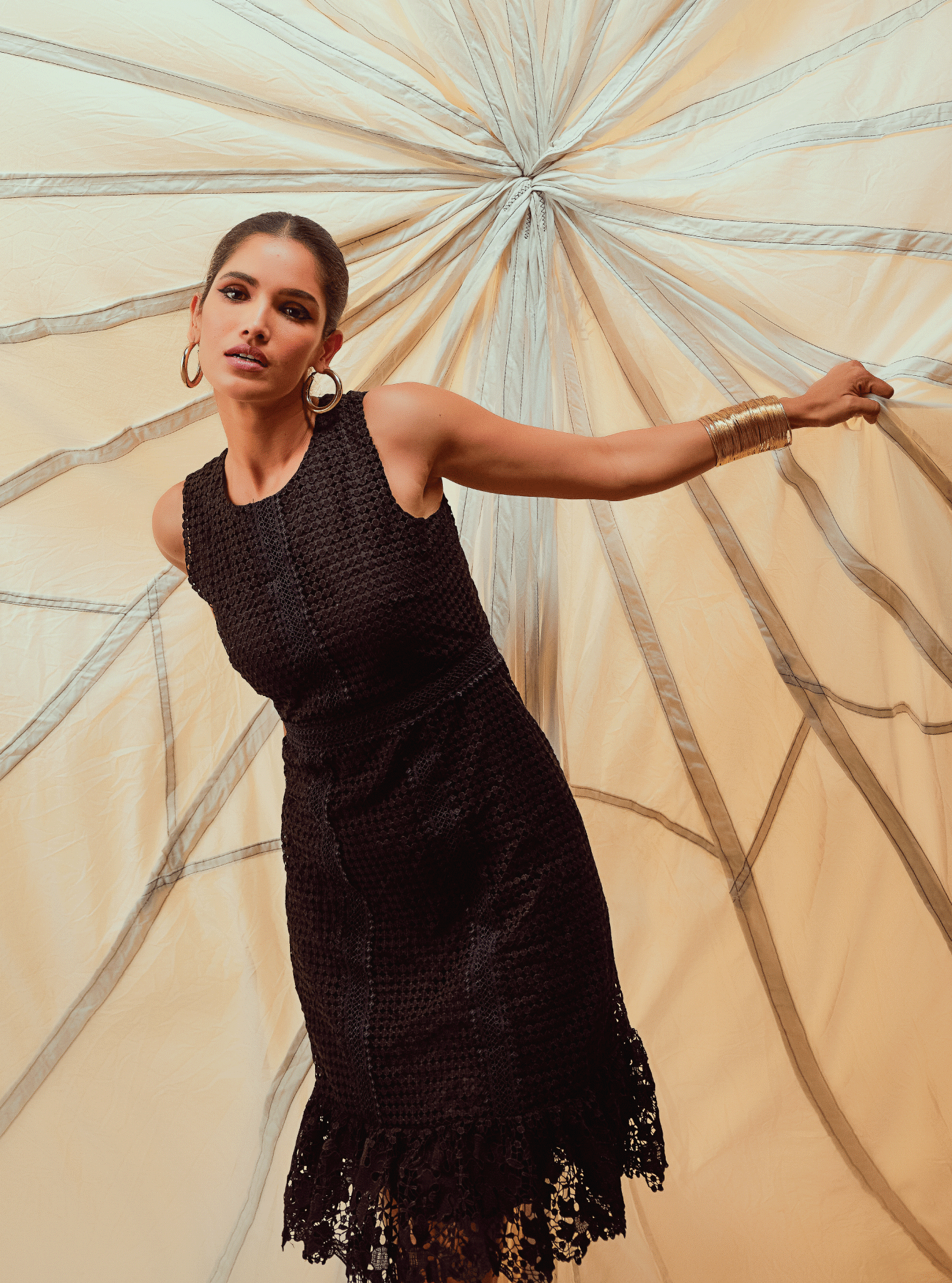 Guipure Skye Cotton Black Dress