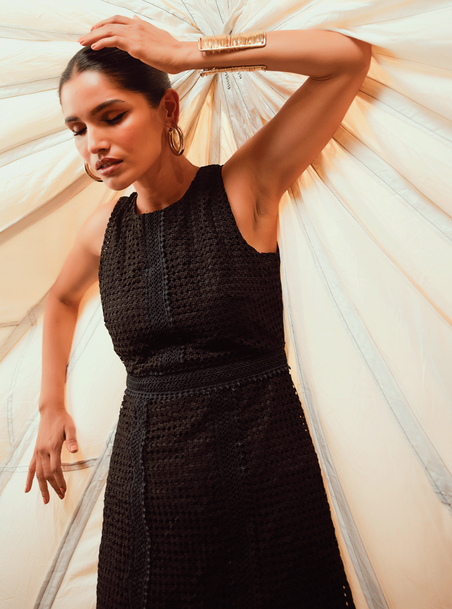 Guipure Skye Cotton Black Dress
