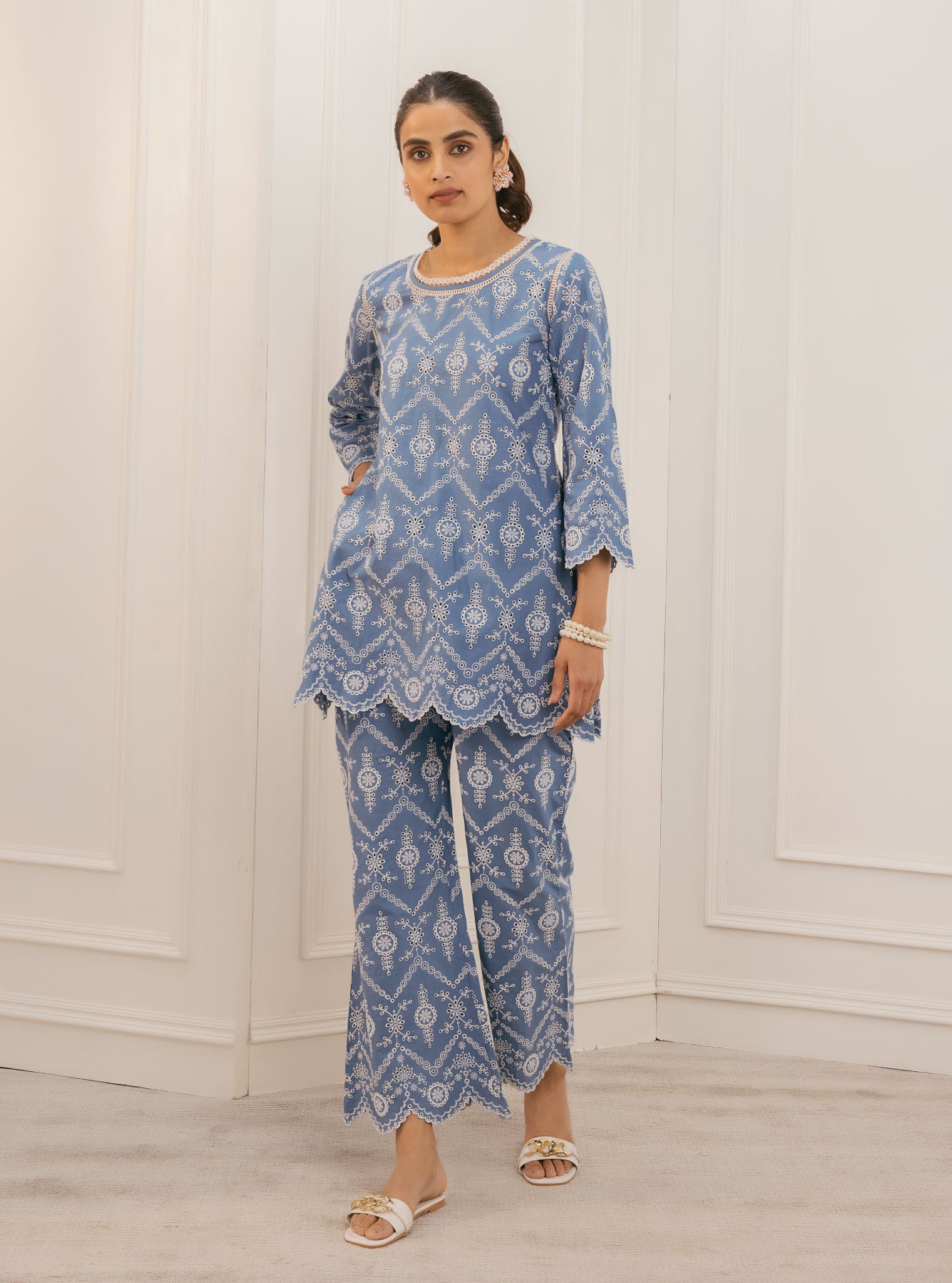 Evelyn Cotton Denim Top Set