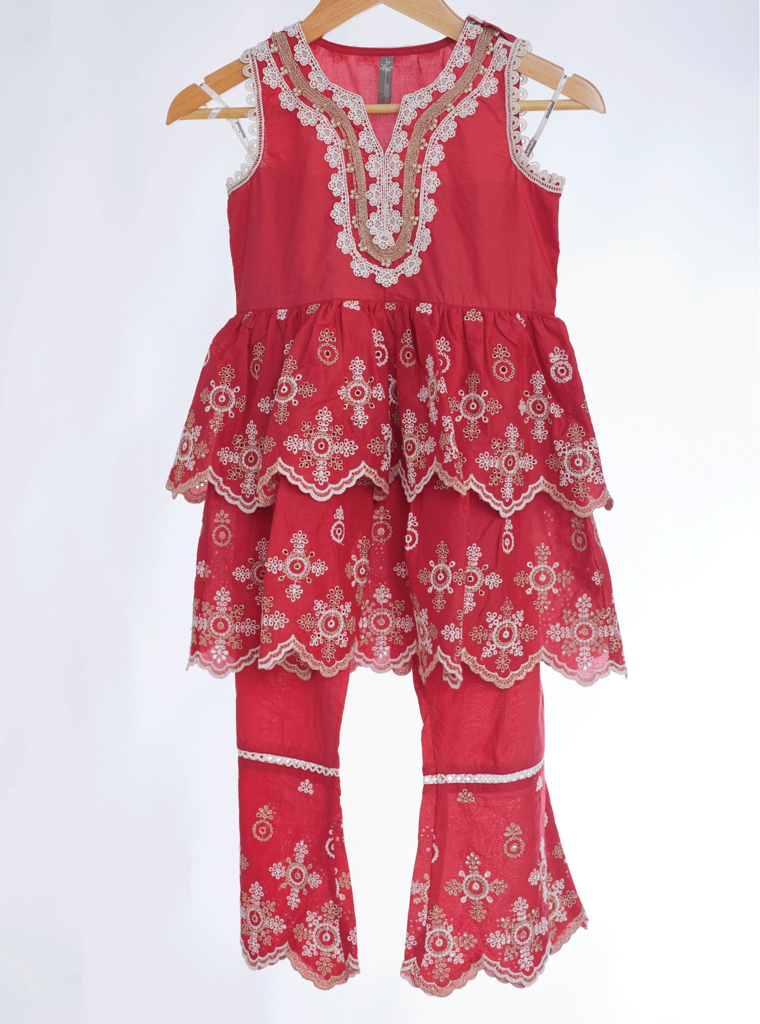 Nell Cotton Red Kurta Set