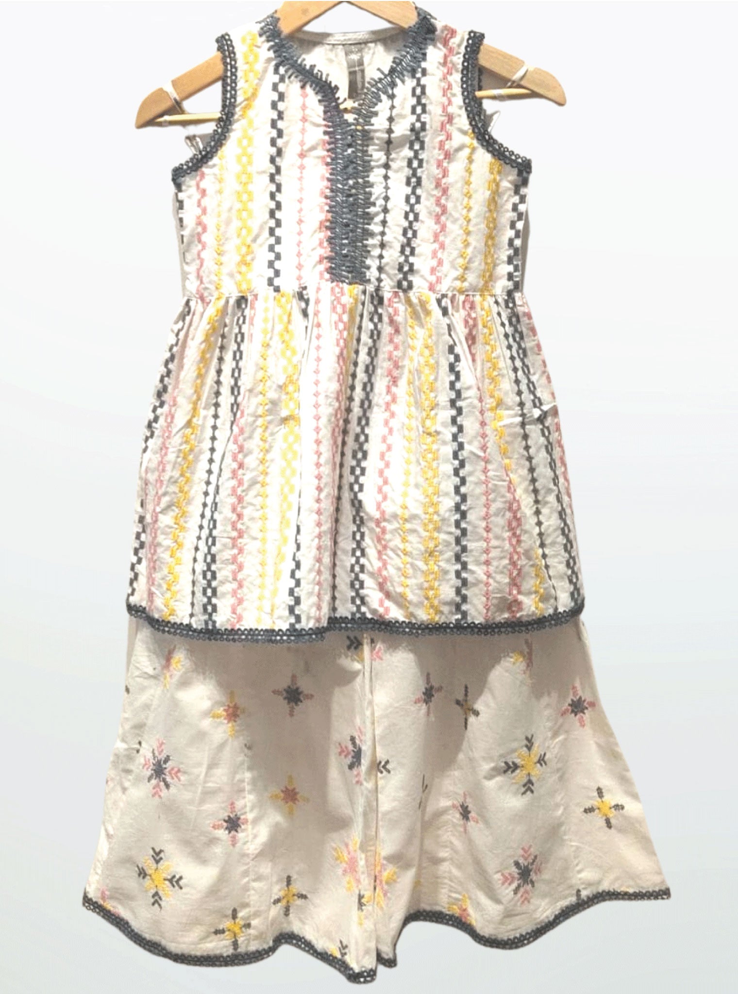 Loretta Cotton White Kurta with Sharara Set