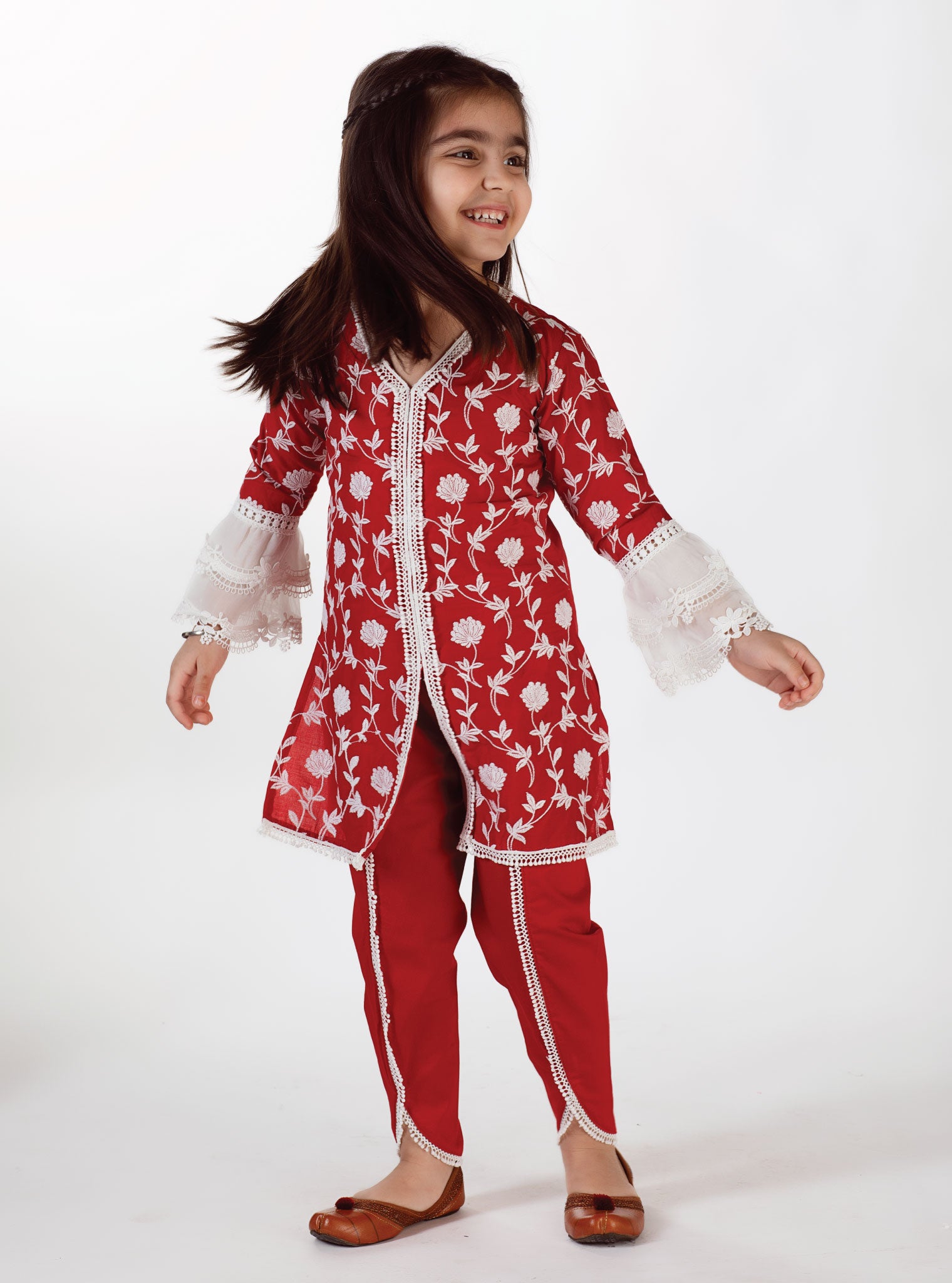 Feliz Cotton Red Dhoti Set