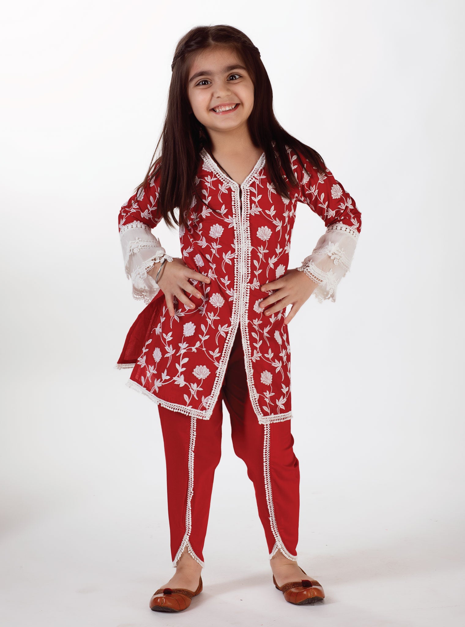 Feliz Cotton Red Dhoti Set