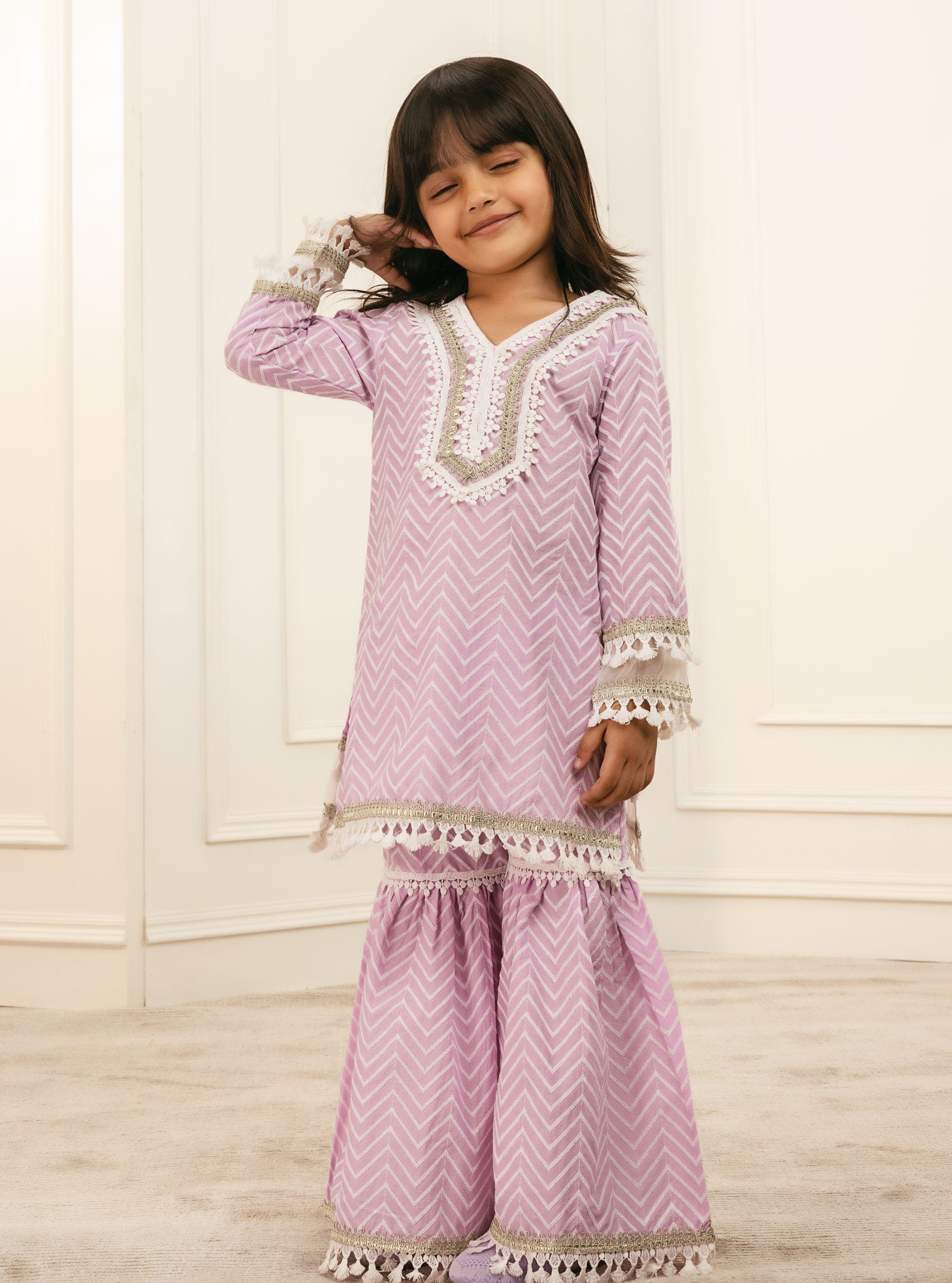 Elara Cotton Lilac Garara Set