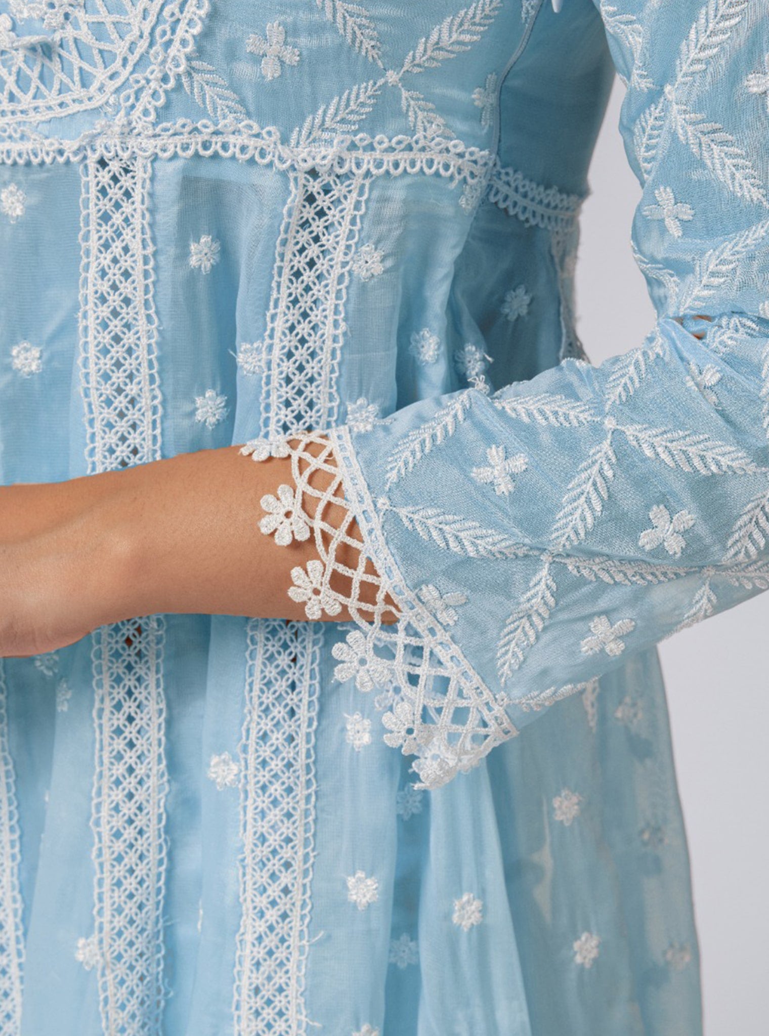 Mulmul Organza Valerie Anarkali Blue Kurta