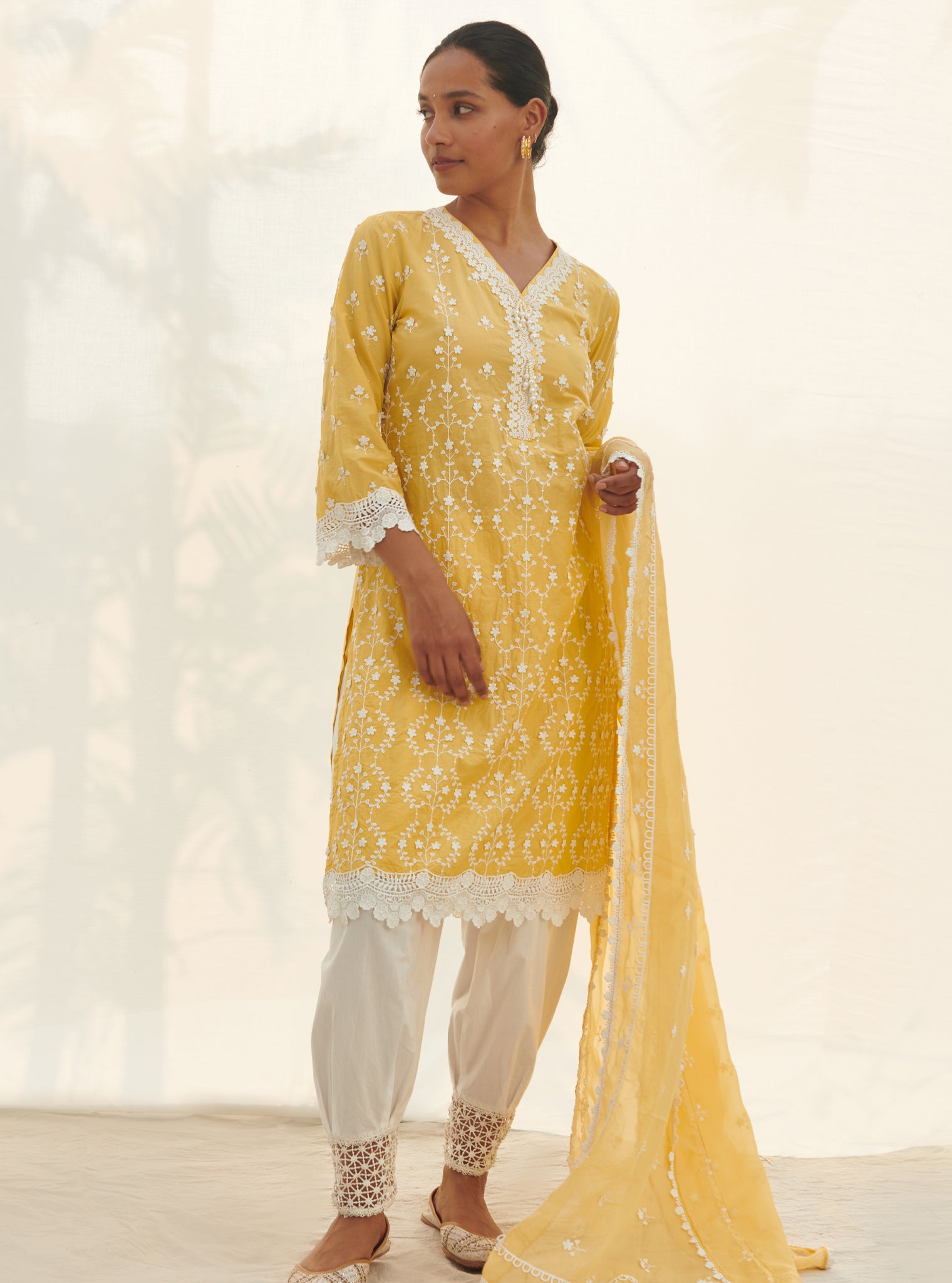 Veliena Cotton Yellow Kurta Set