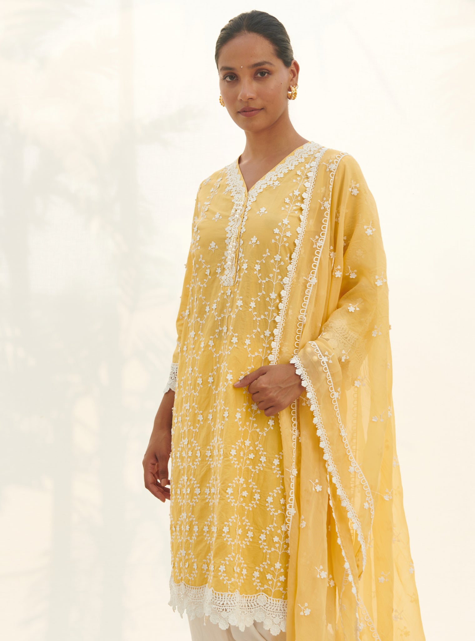 Veliena Cotton Yellow Kurta Set