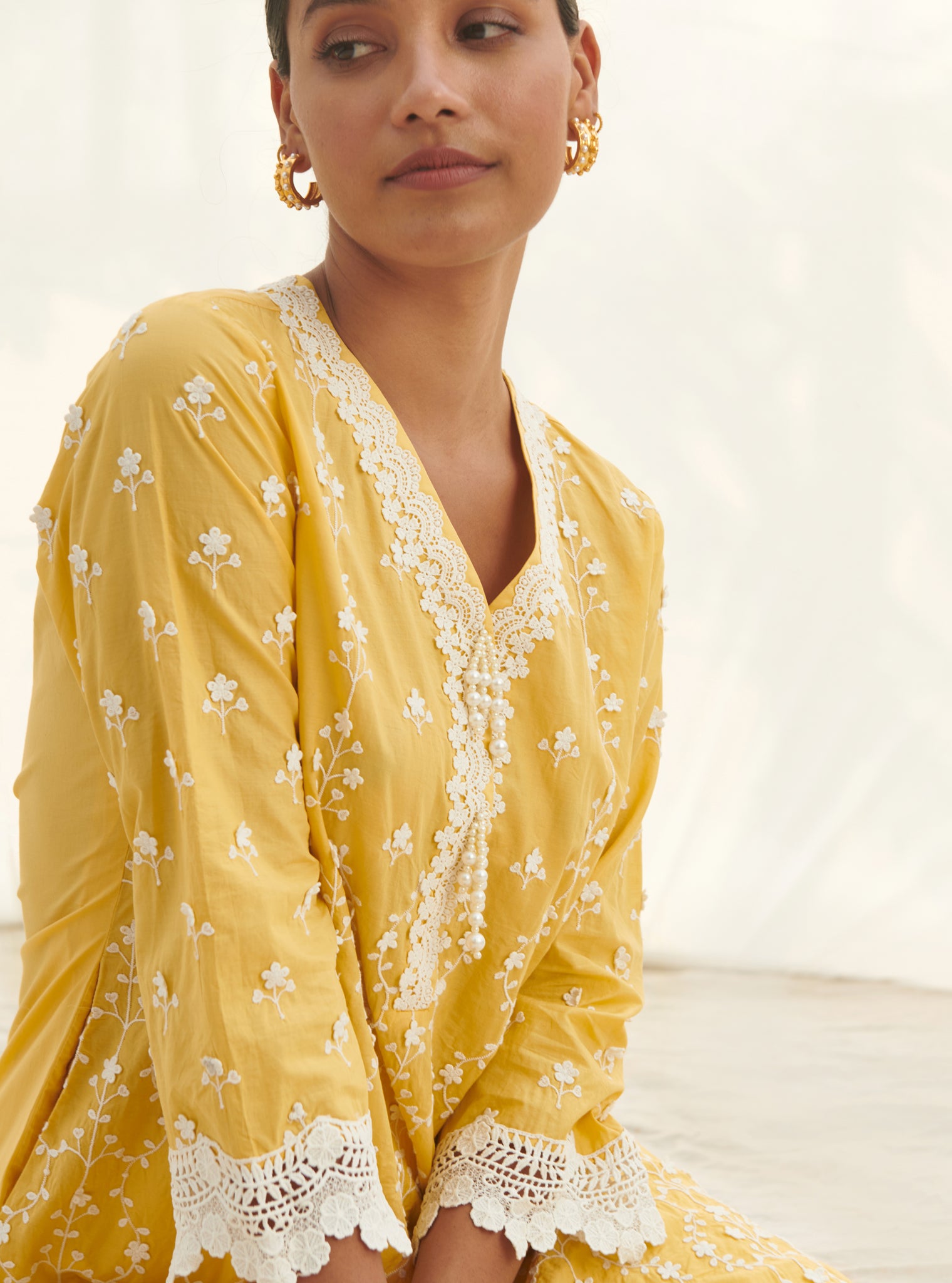 Veliena Cotton Yellow Kurta Set
