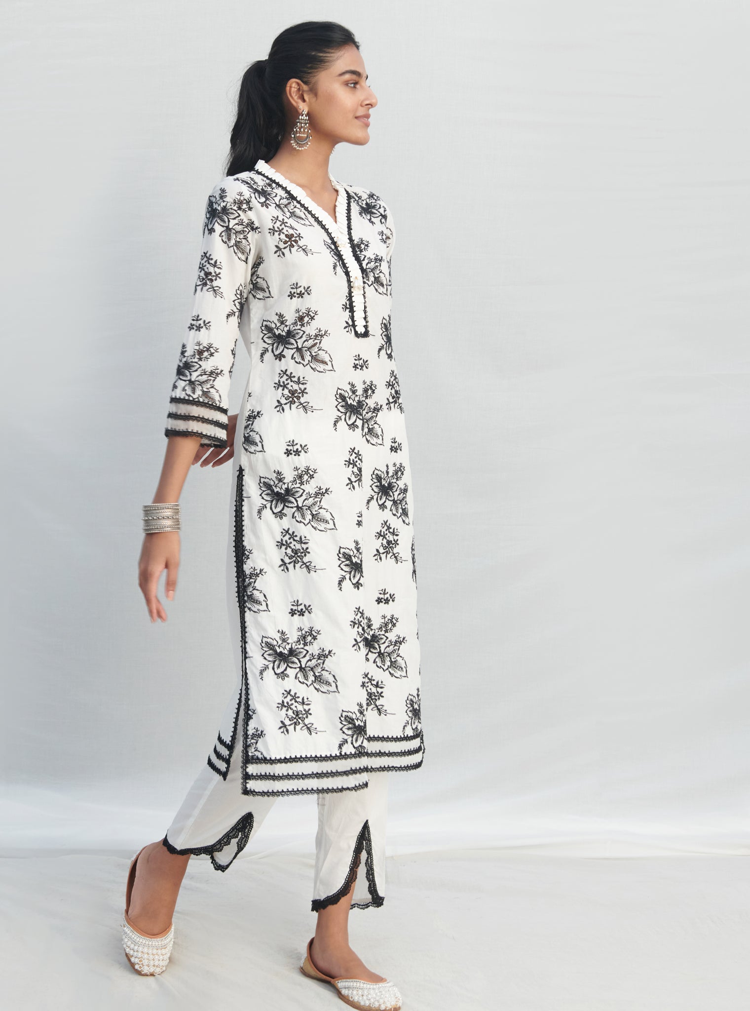 Verlem Cotton White Kurta Set