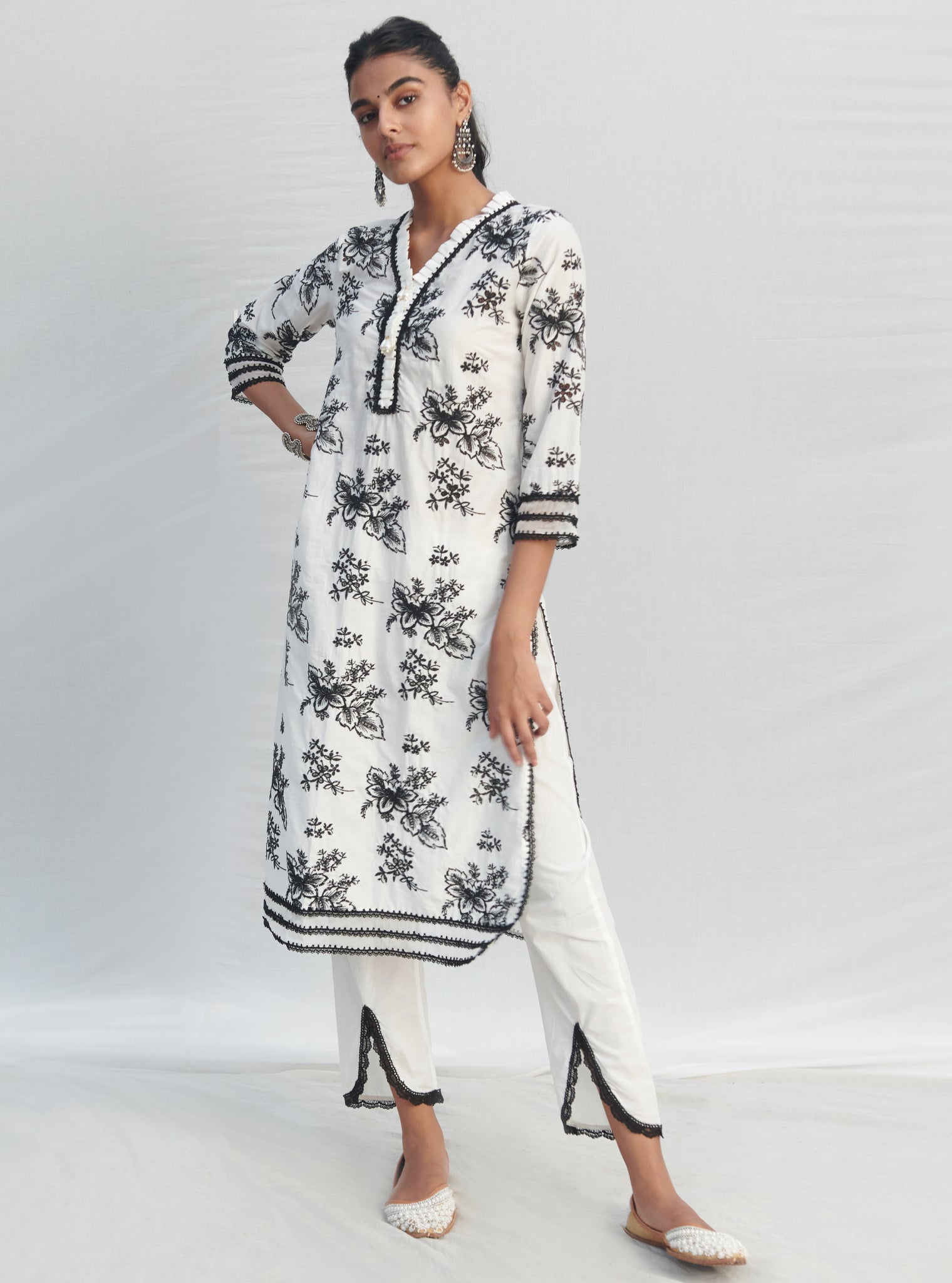Verlem Cotton White Kurta Set