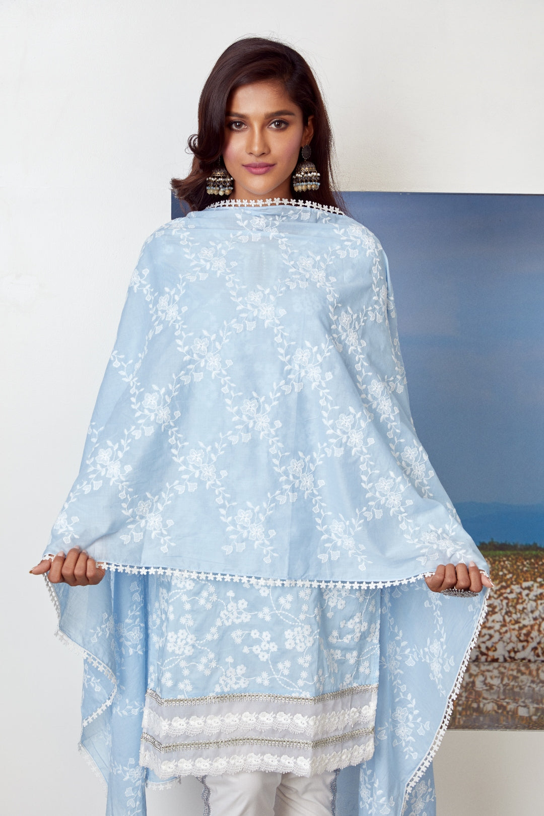 Viva Cotton Light Blue Kurta Set
