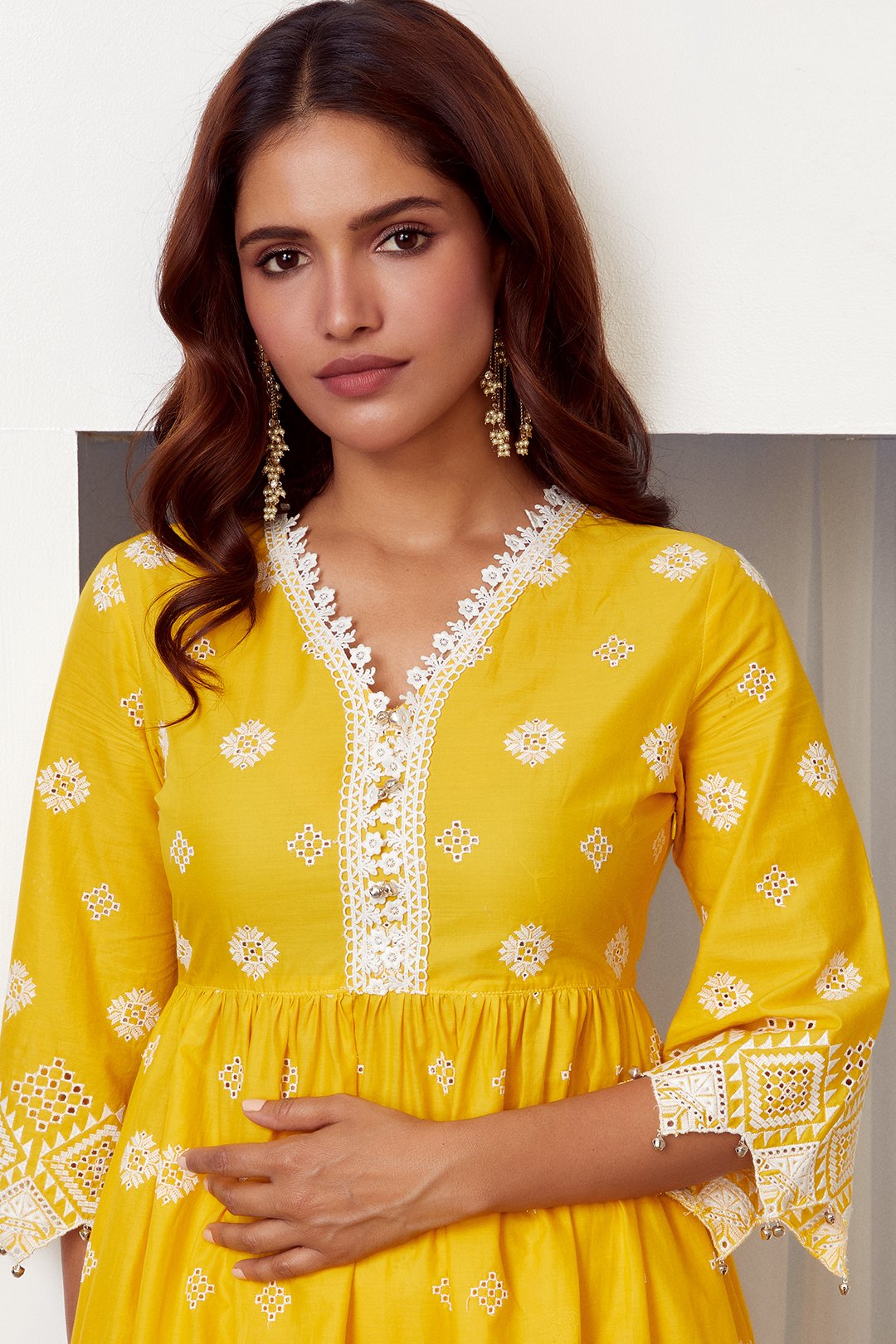 Warm Glow Cotton Mango Kurta with Palazzo Set