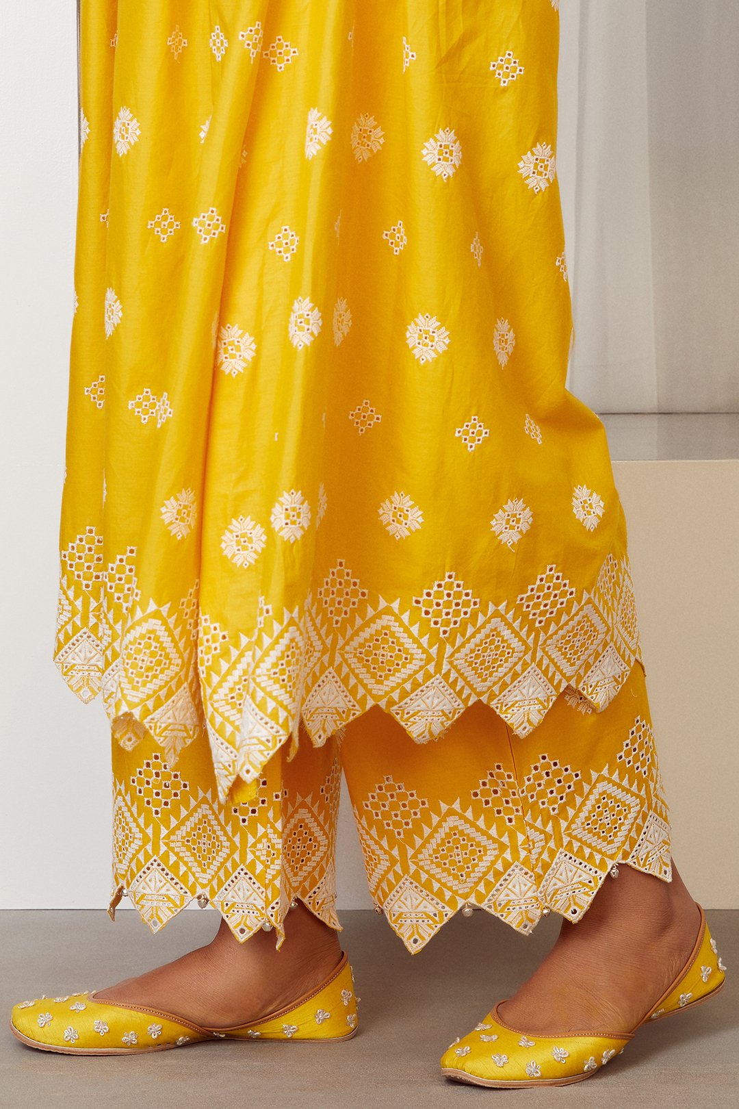 Warm Glow Cotton Mango Kurta with Palazzo Set