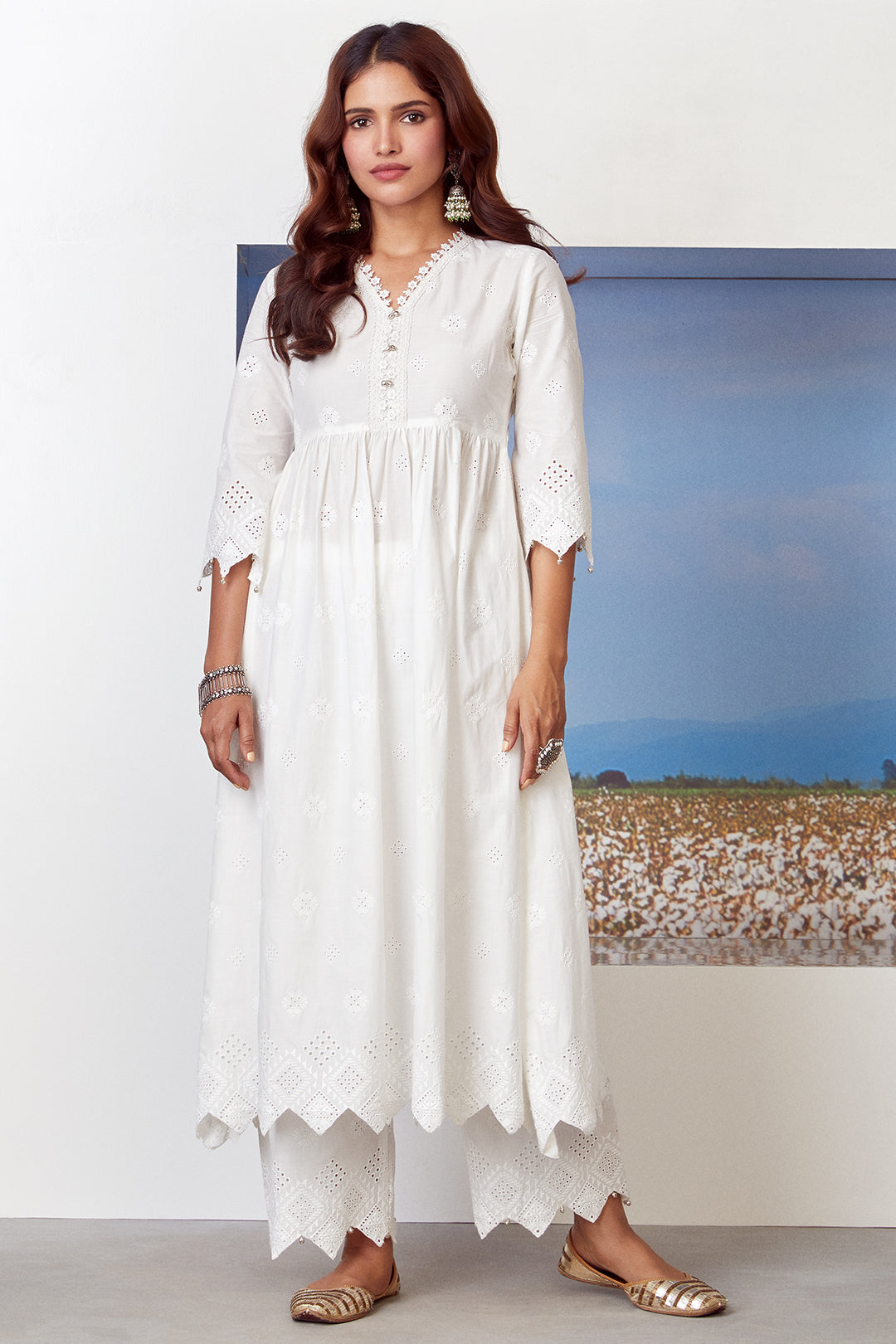 Warm Glow Cotton Kurta with Palazzo Set