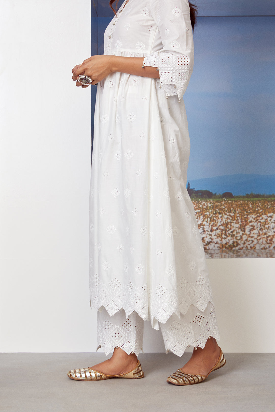 Warm Glow Cotton Kurta with Palazzo Set
