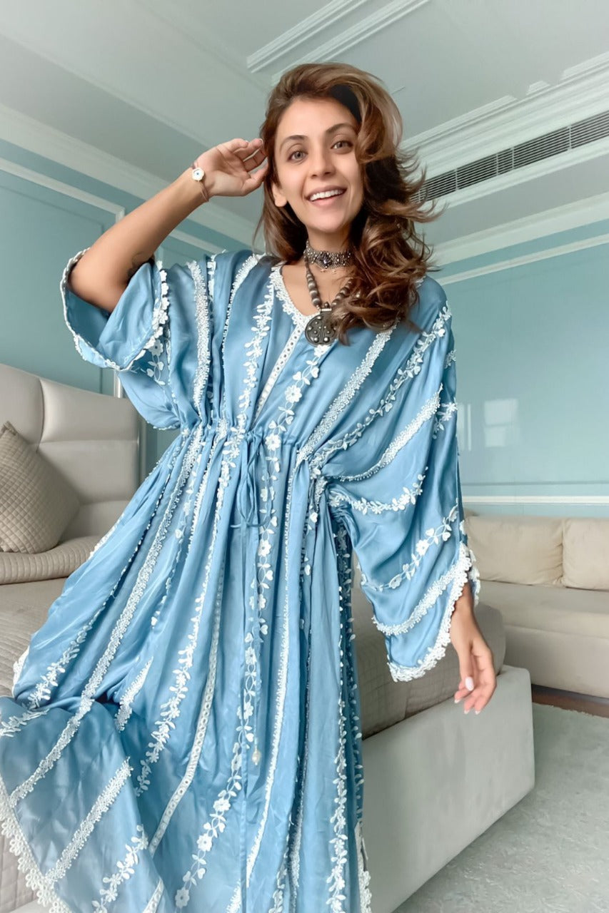 Montana Cupro Silk Blue Kaftan