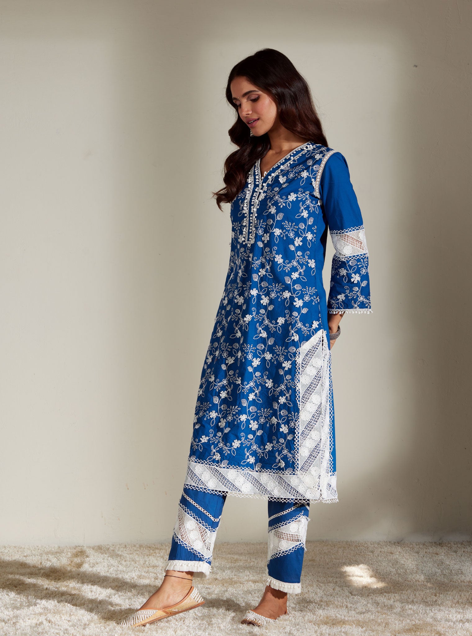 Alice Cotton Navy Kurta Set