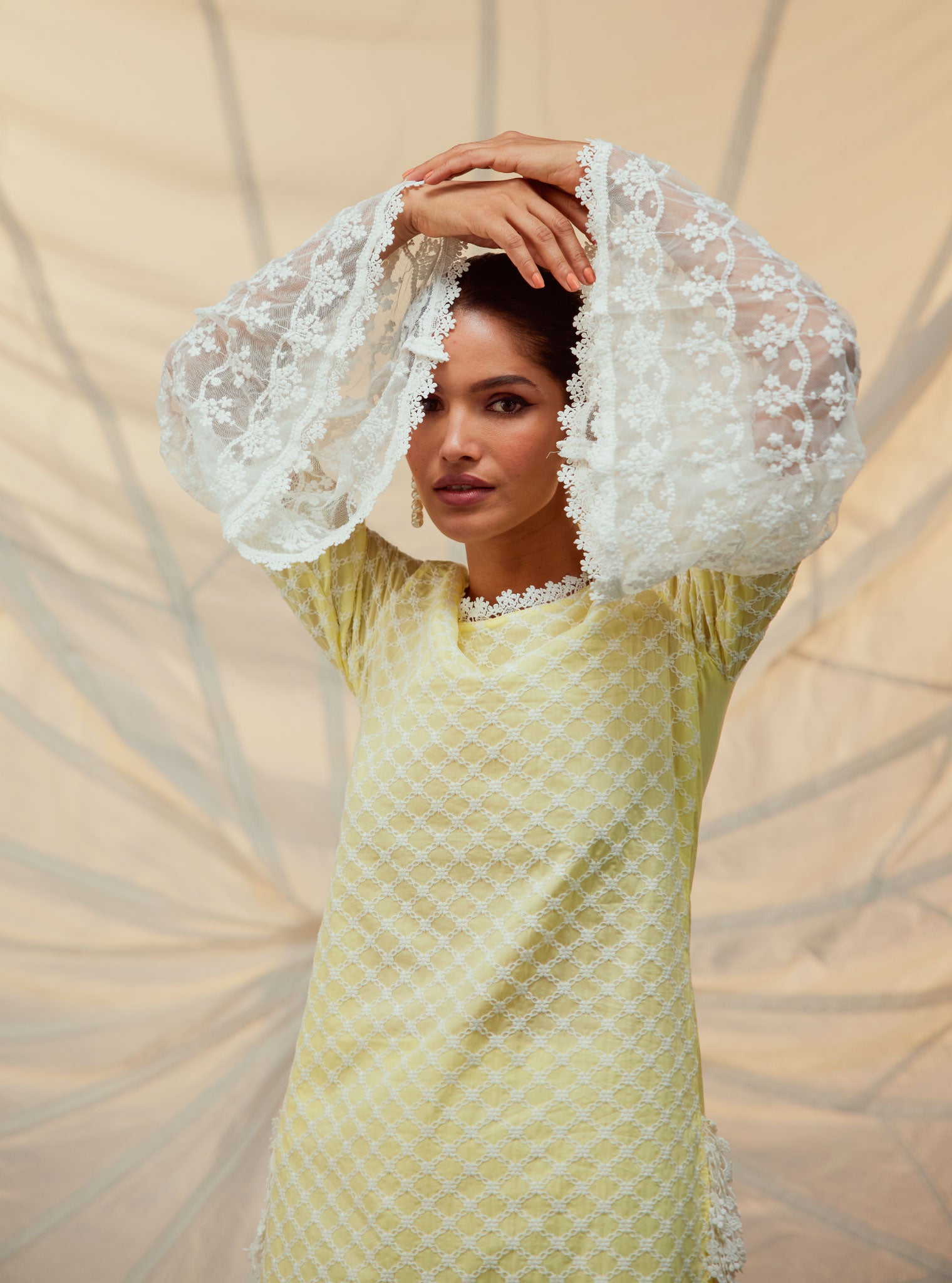 Mulmul Aspen Yellow Kurta With Frill Bell-bottoms