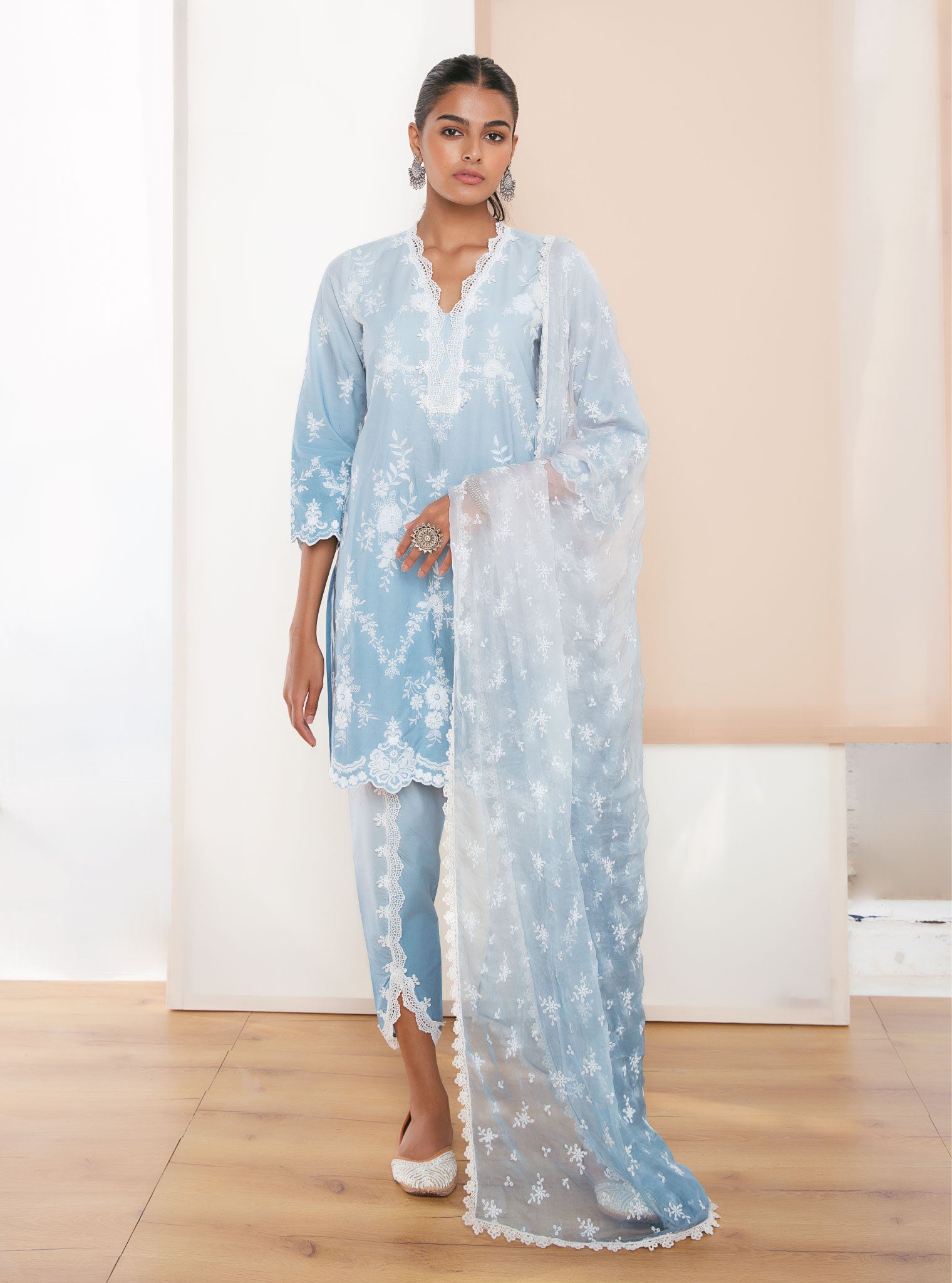 Atrai Cotton Blue Kurta Set