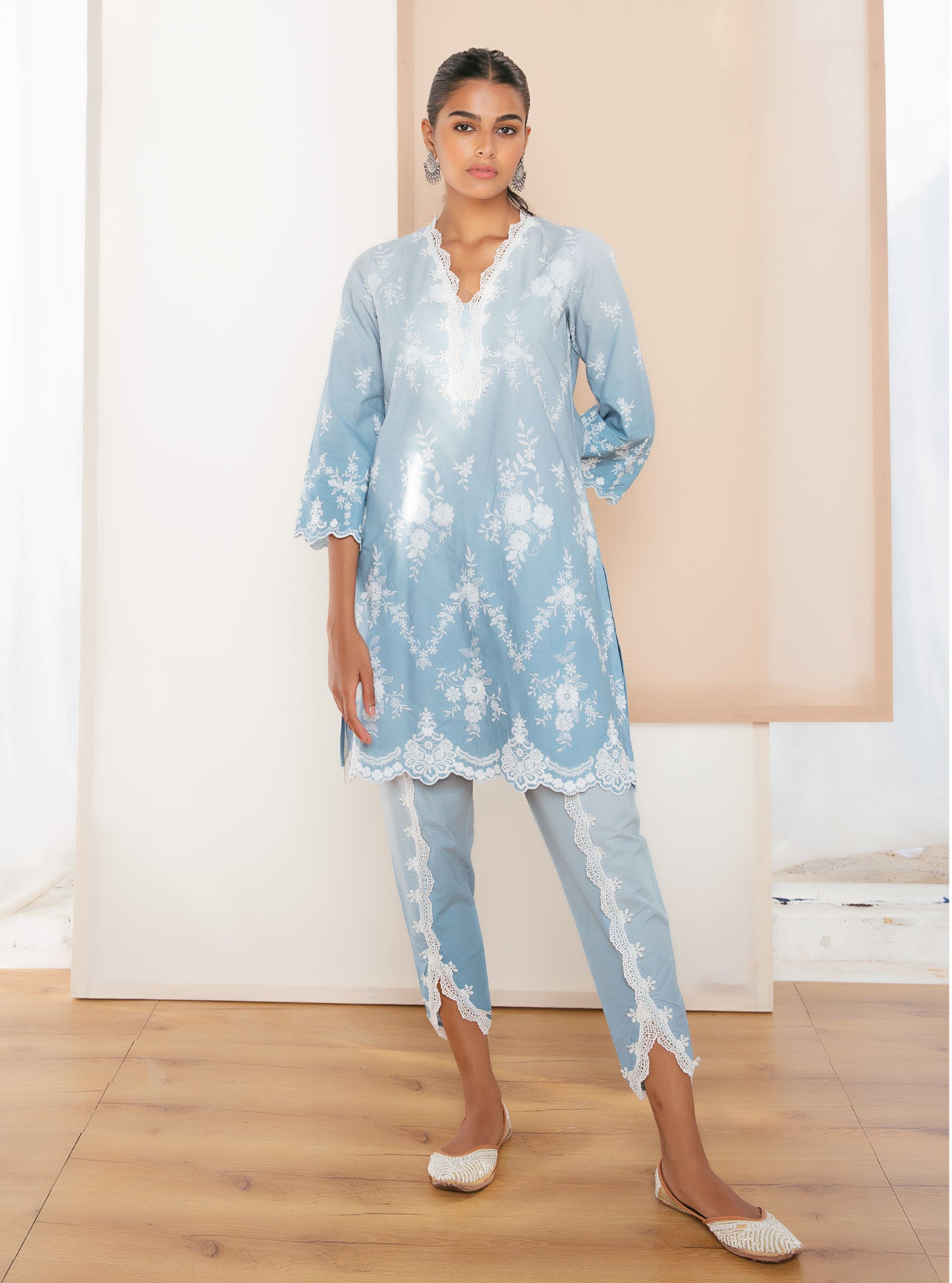 Atrai Cotton Blue Kurta Set
