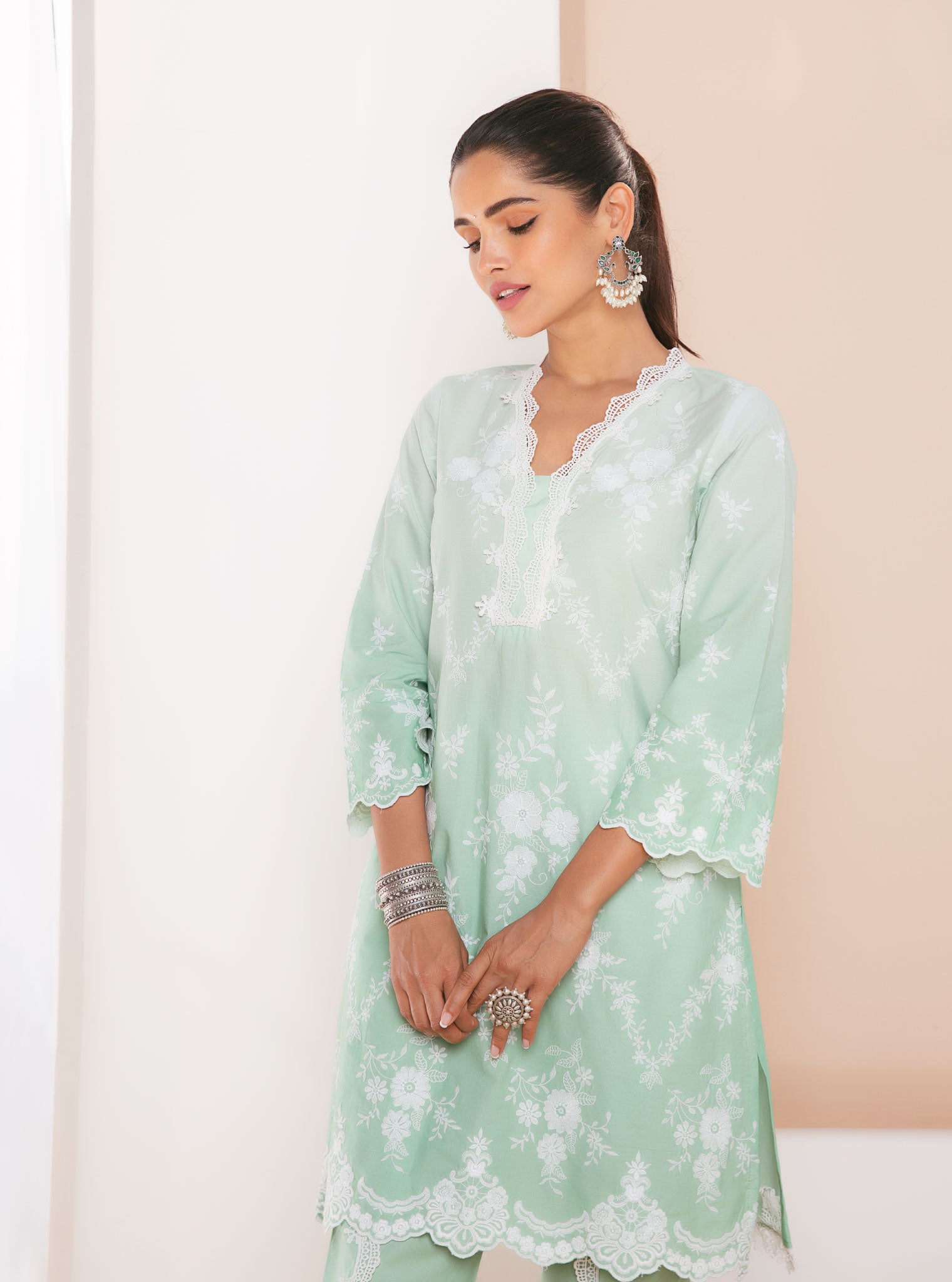 Atrai Cotton Green Kurta Set