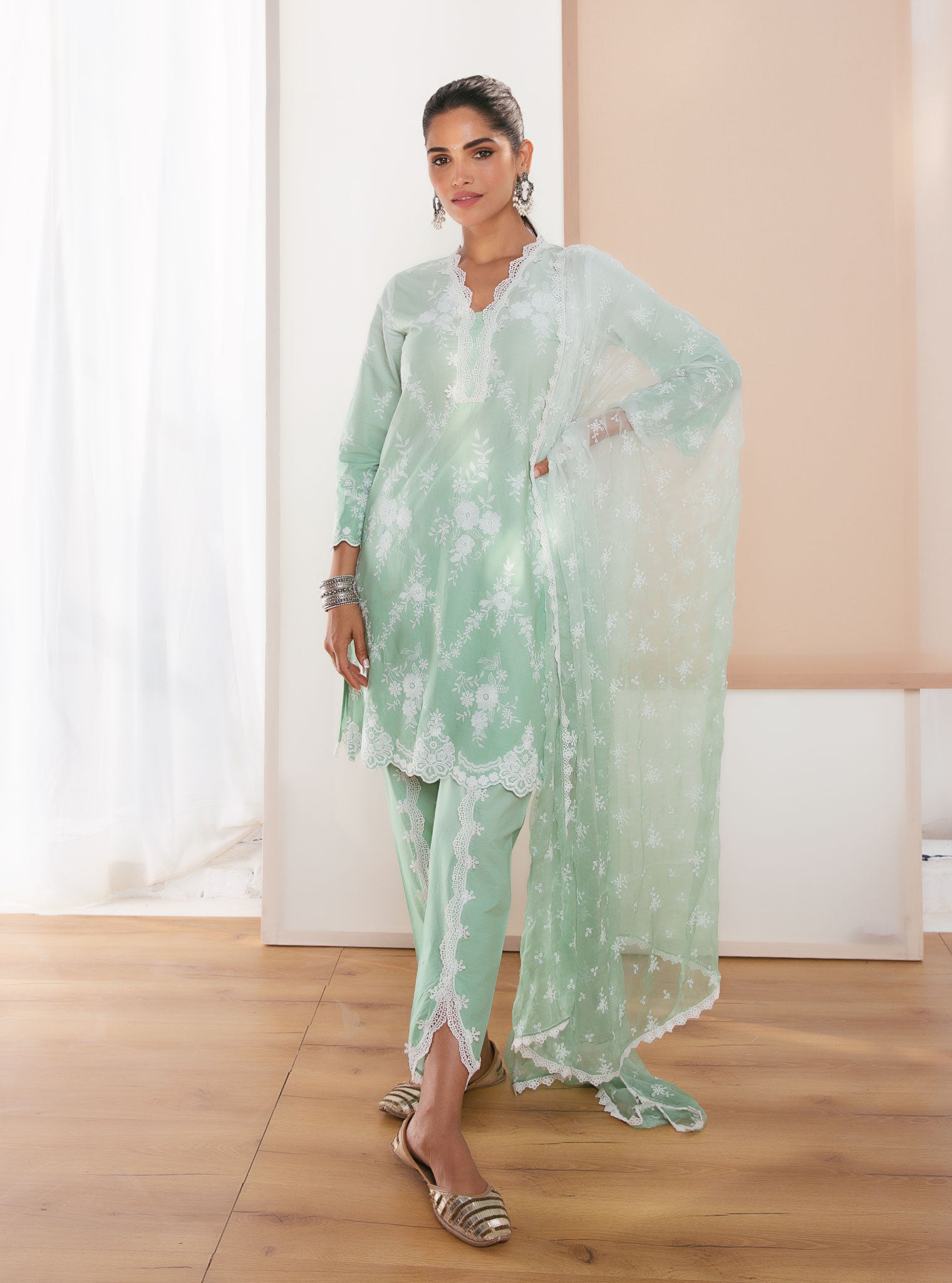 Atrai Cotton Green Kurta Set