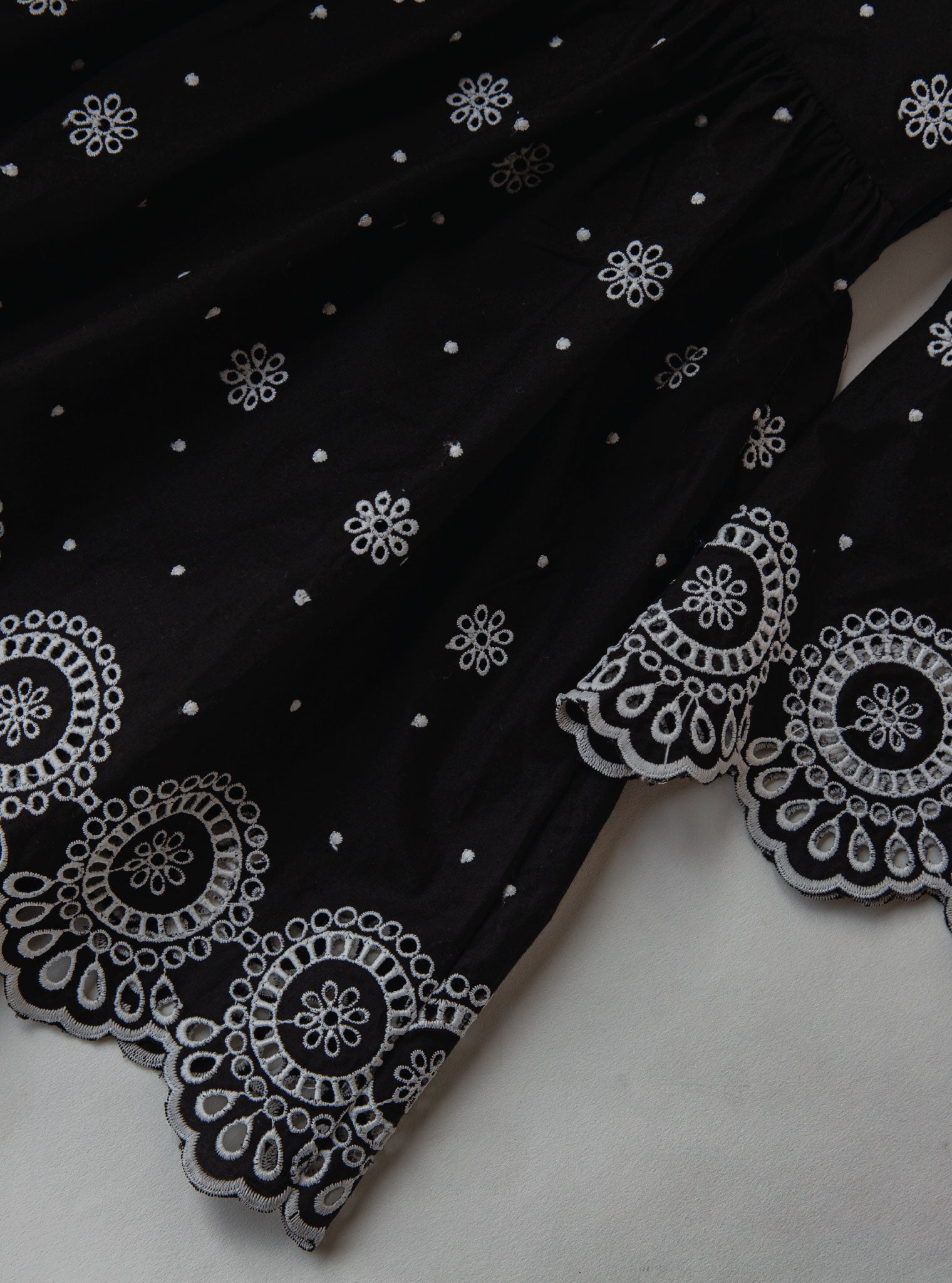 Aurelia Cotton Black Top with Bell Bottom Set