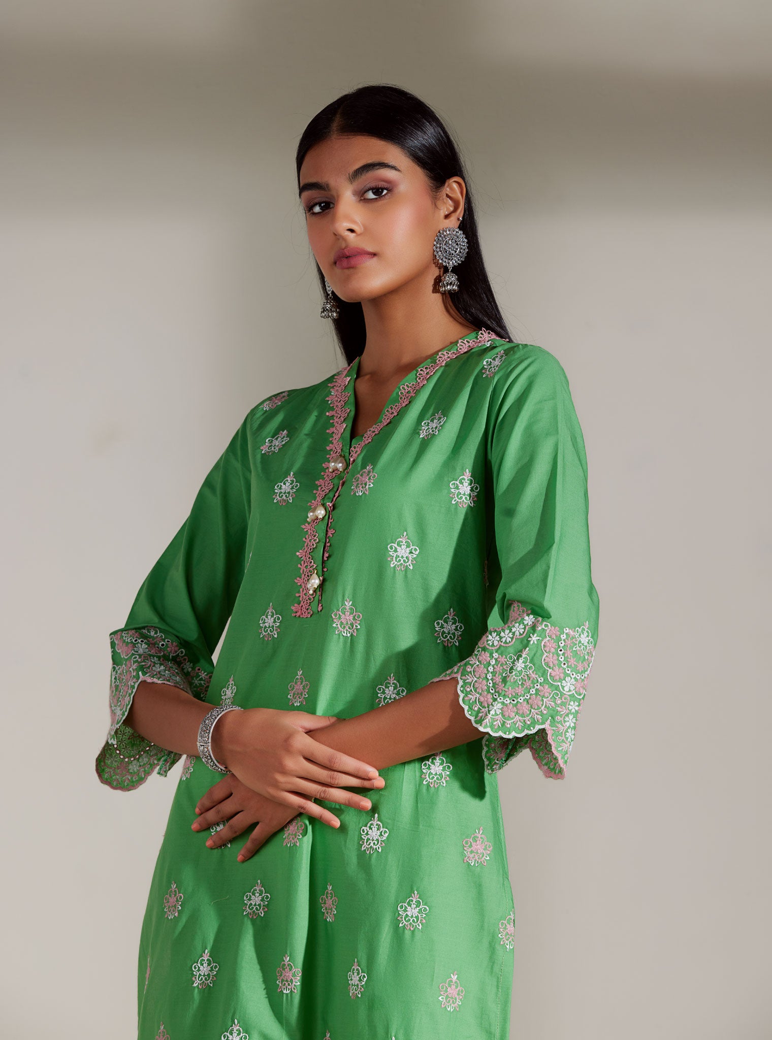 Aviana Cotton Green Kurta Set