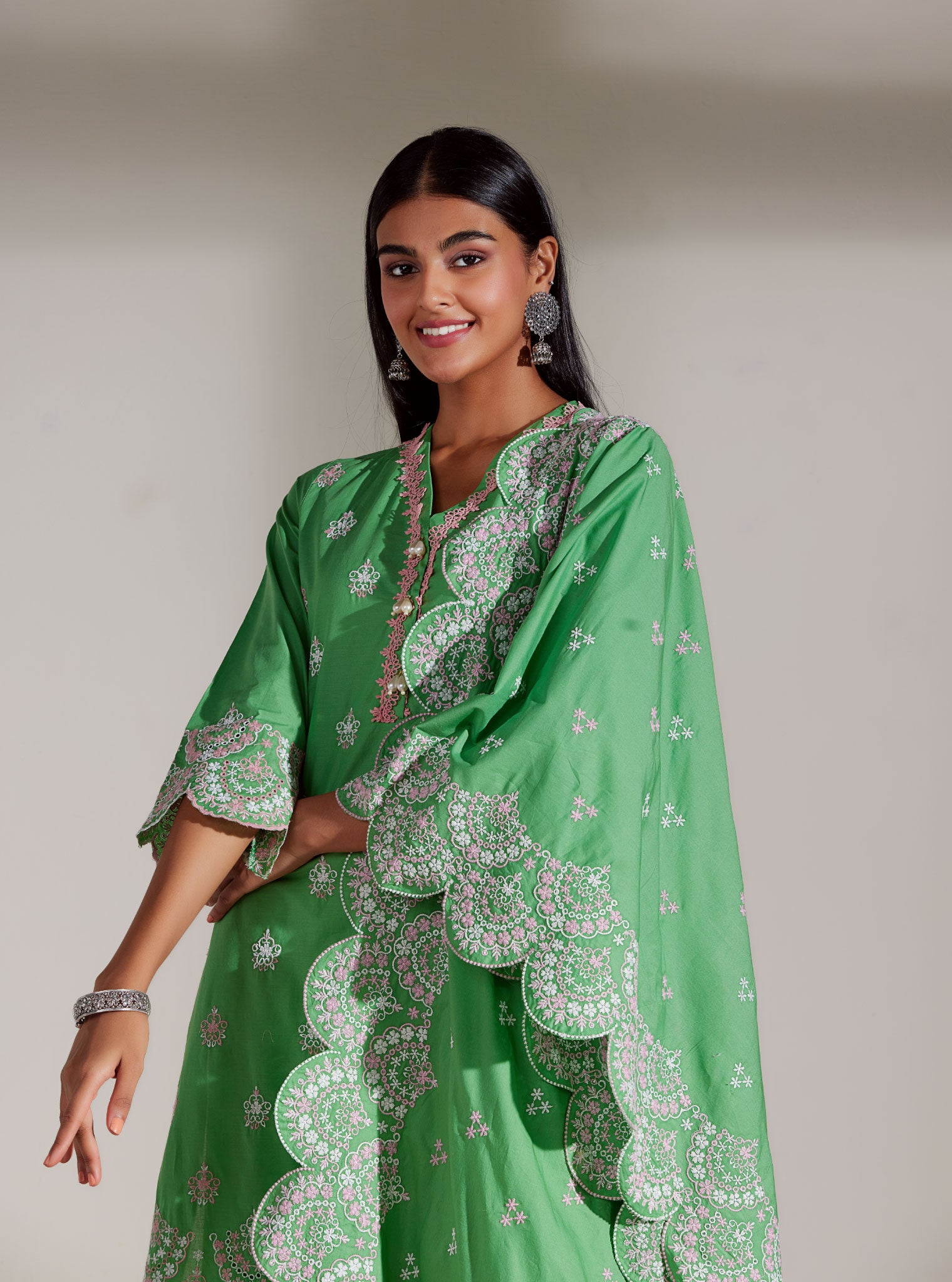 Aviana Cotton Green Kurta Set