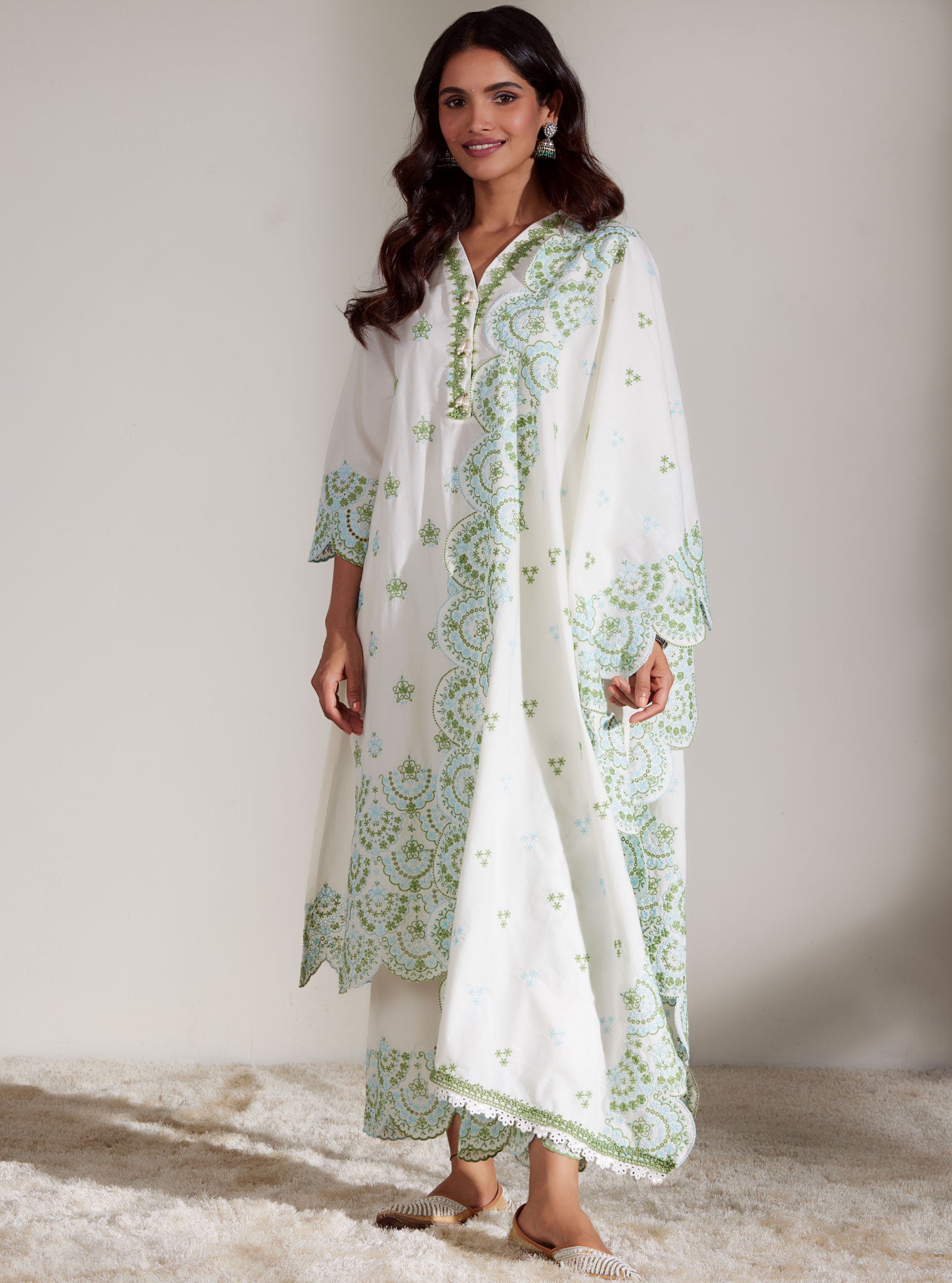 Aviana Cotton White Kurta Set