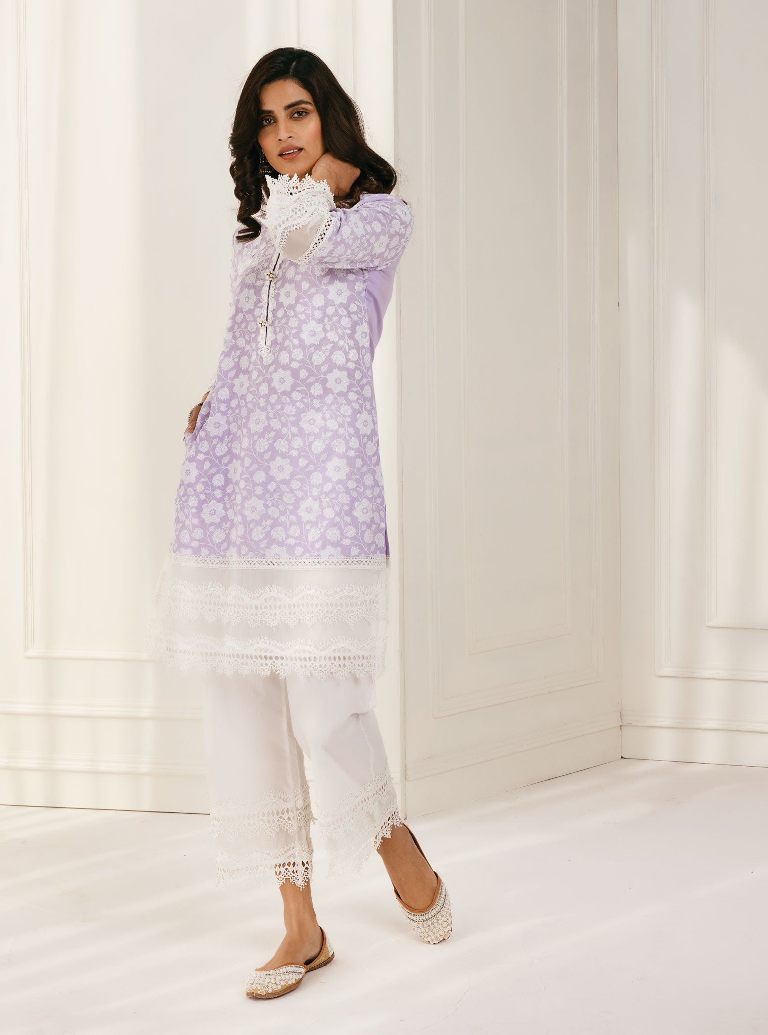 Barog Cotton Lilac Kurta with Palazzo Set