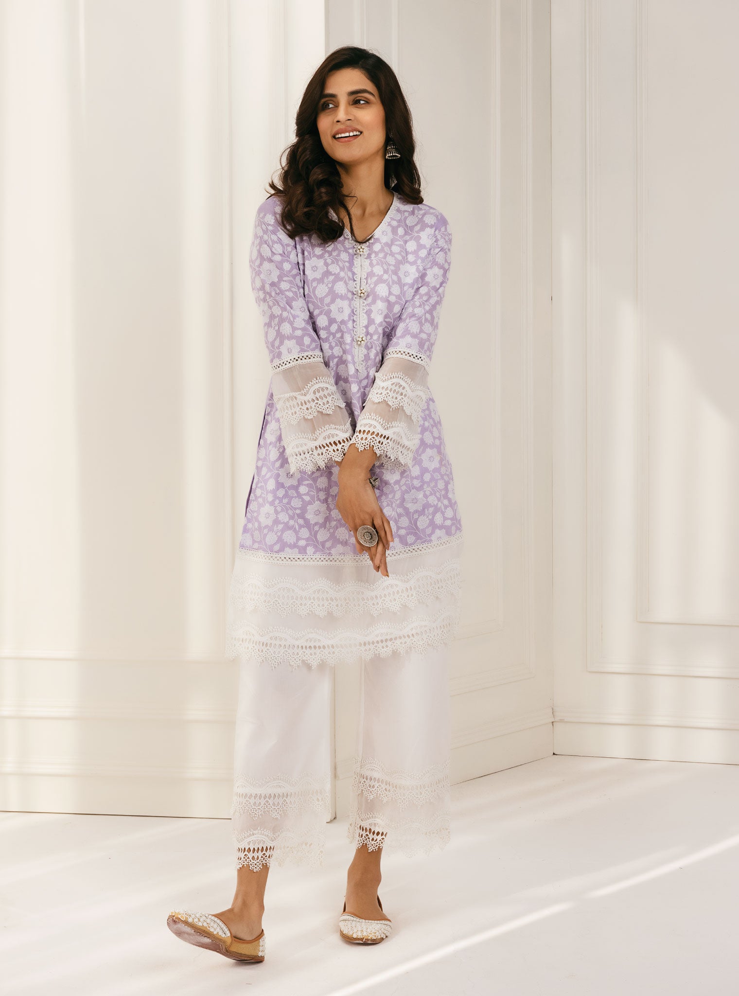 Barog Cotton Lilac Kurta with Palazzo Set