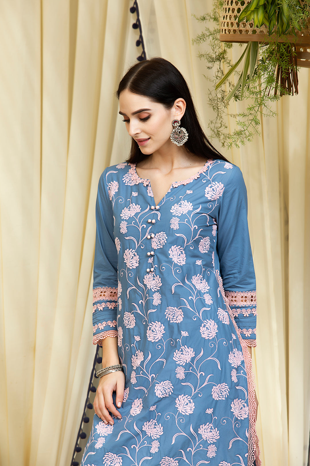 Claudia Cotton Denim Kurta Set