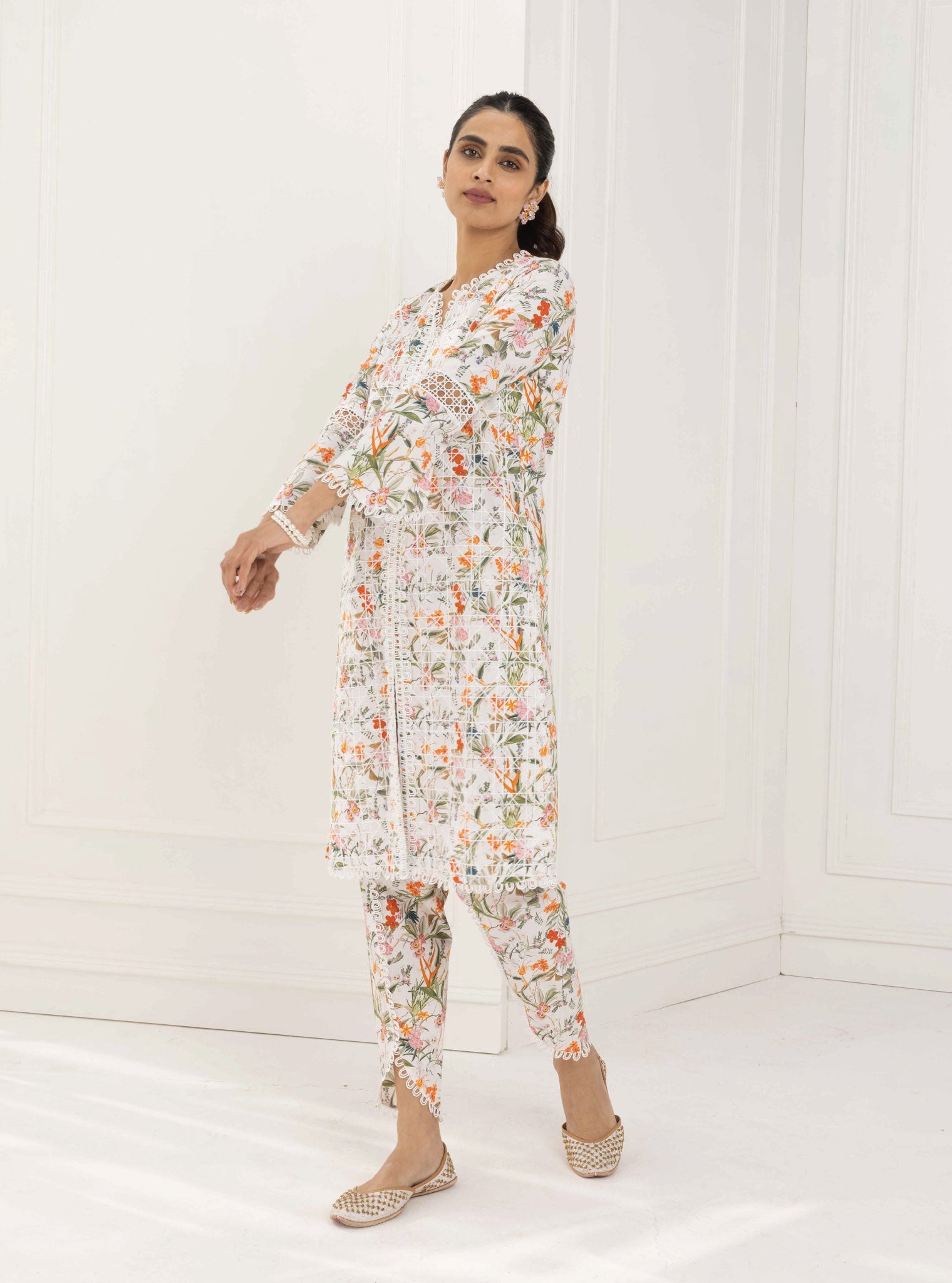 Corelli Cotton White Kurta Set