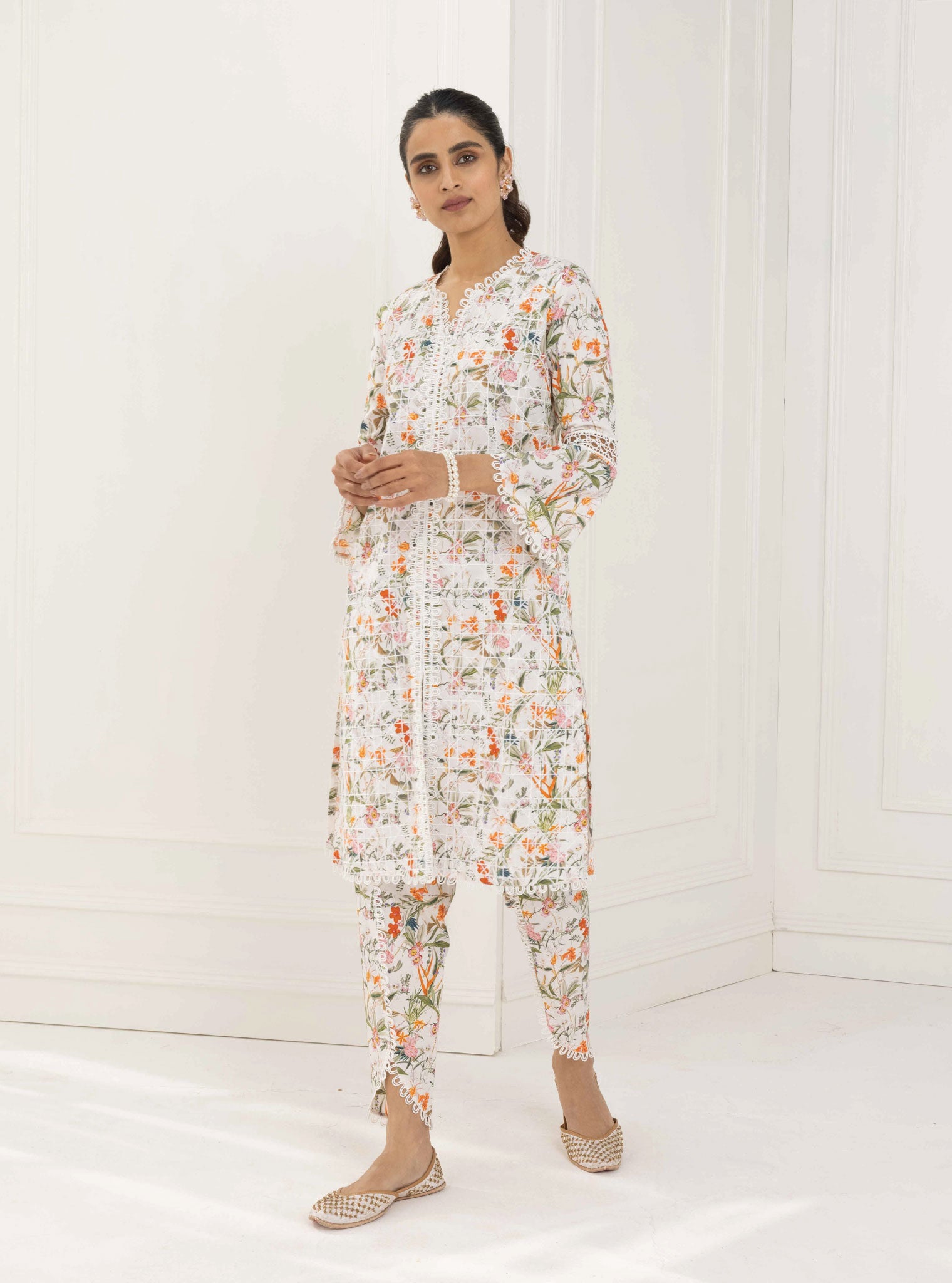 Corelli Cotton White Kurta Set