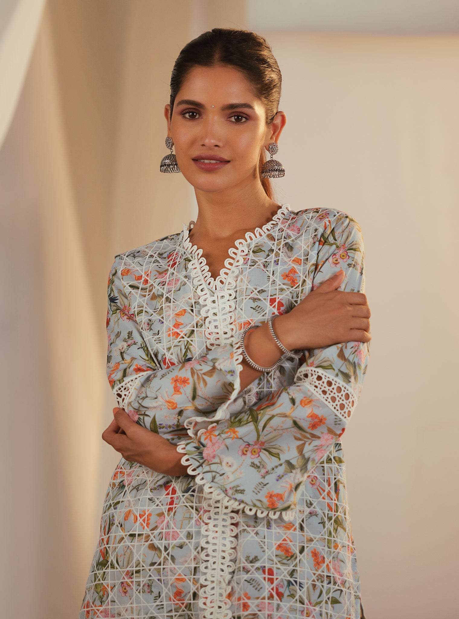 Corelli Cotton Blue Kurta Set