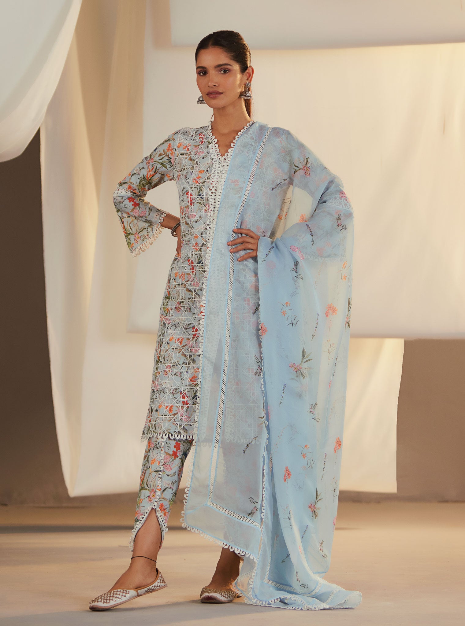 Corelli Cotton Blue Kurta Set