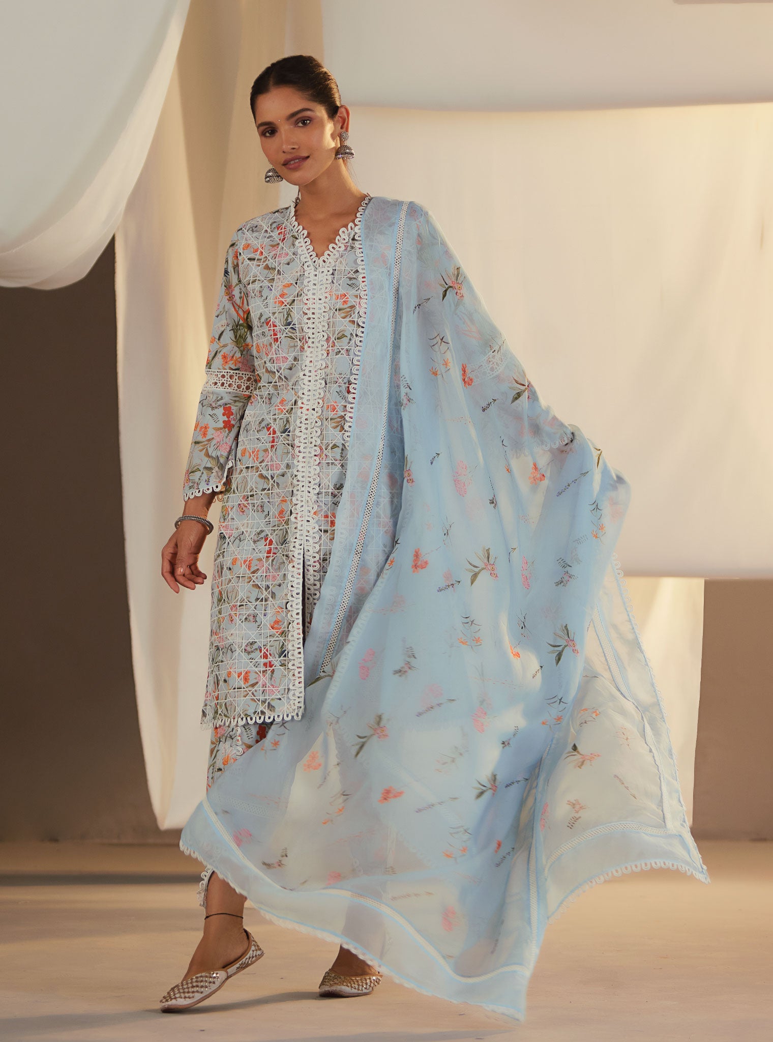 Corelli Cotton Blue Kurta Set