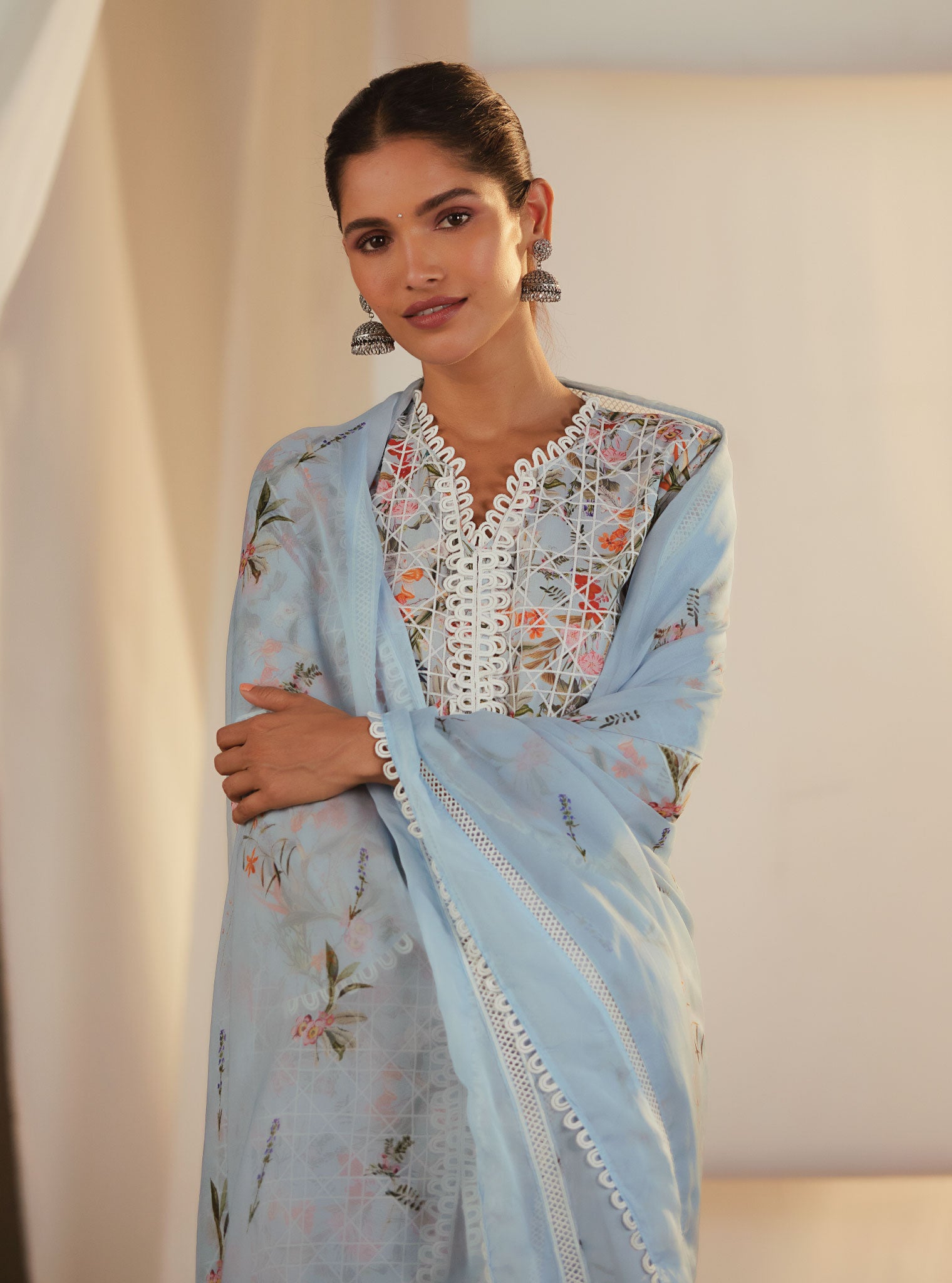 Corelli Cotton Blue Kurta Set