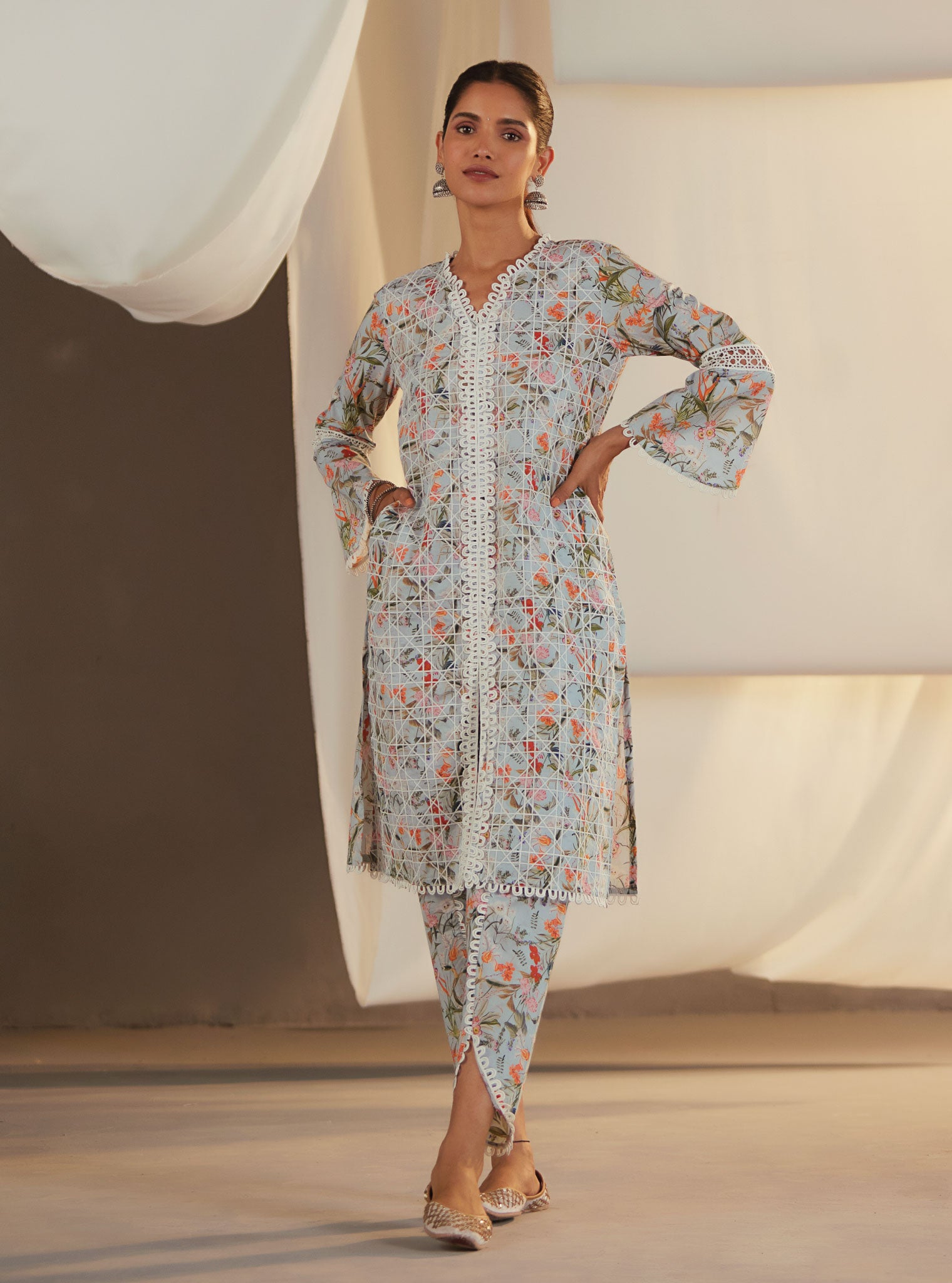 Corelli Cotton Blue Kurta Set