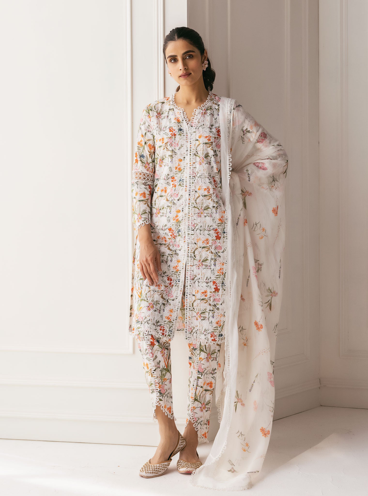 Corelli Cotton White Kurta Set