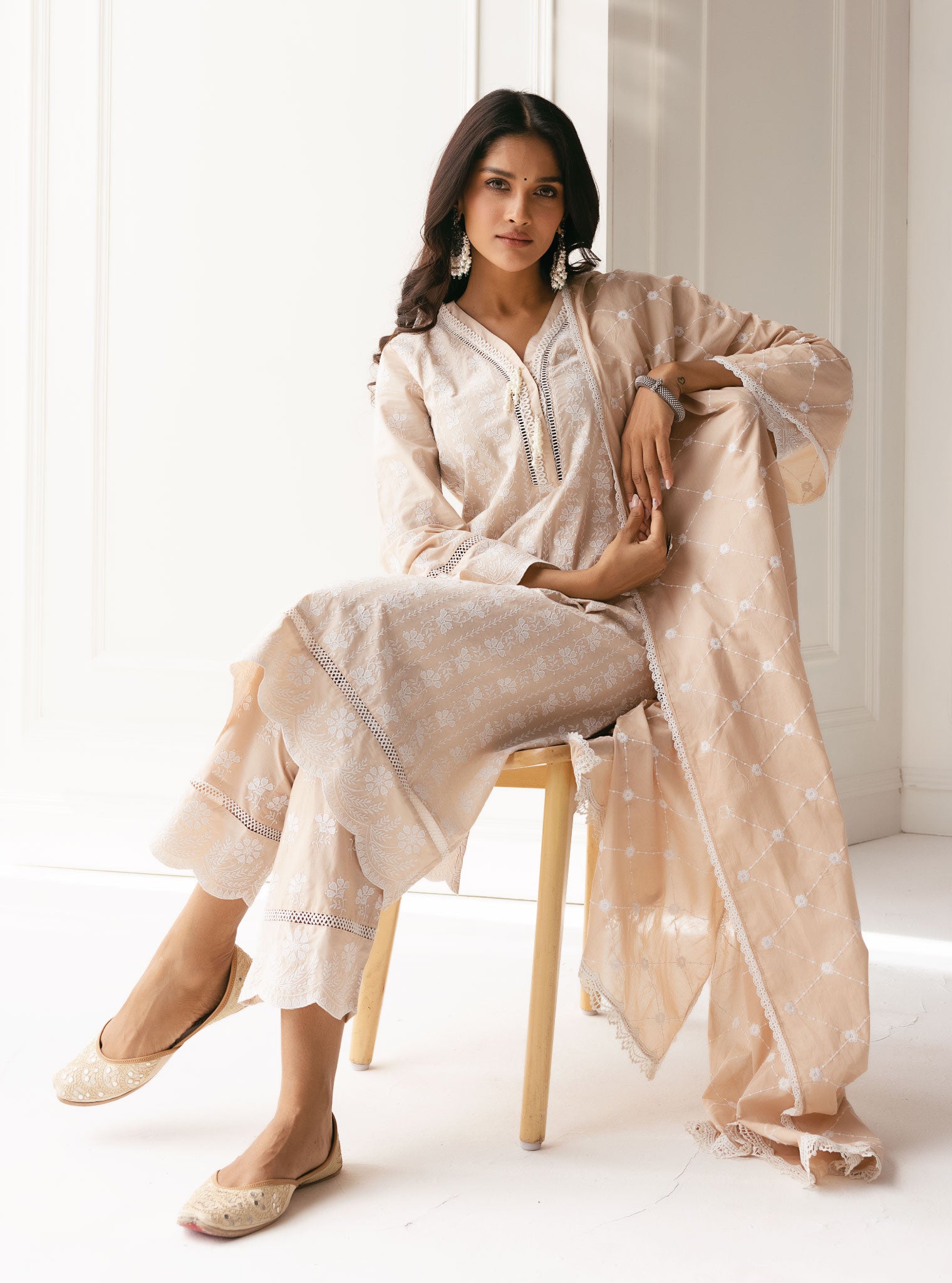 Dharni Cotton Beige Kurta Set