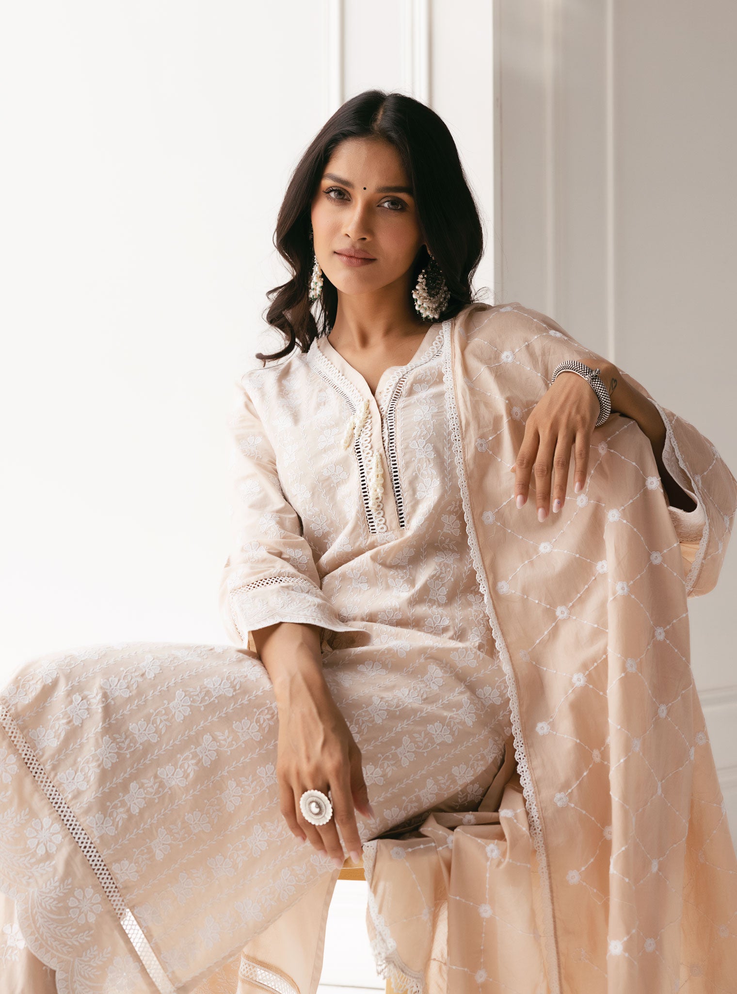 Dharni Cotton Beige Kurta Set