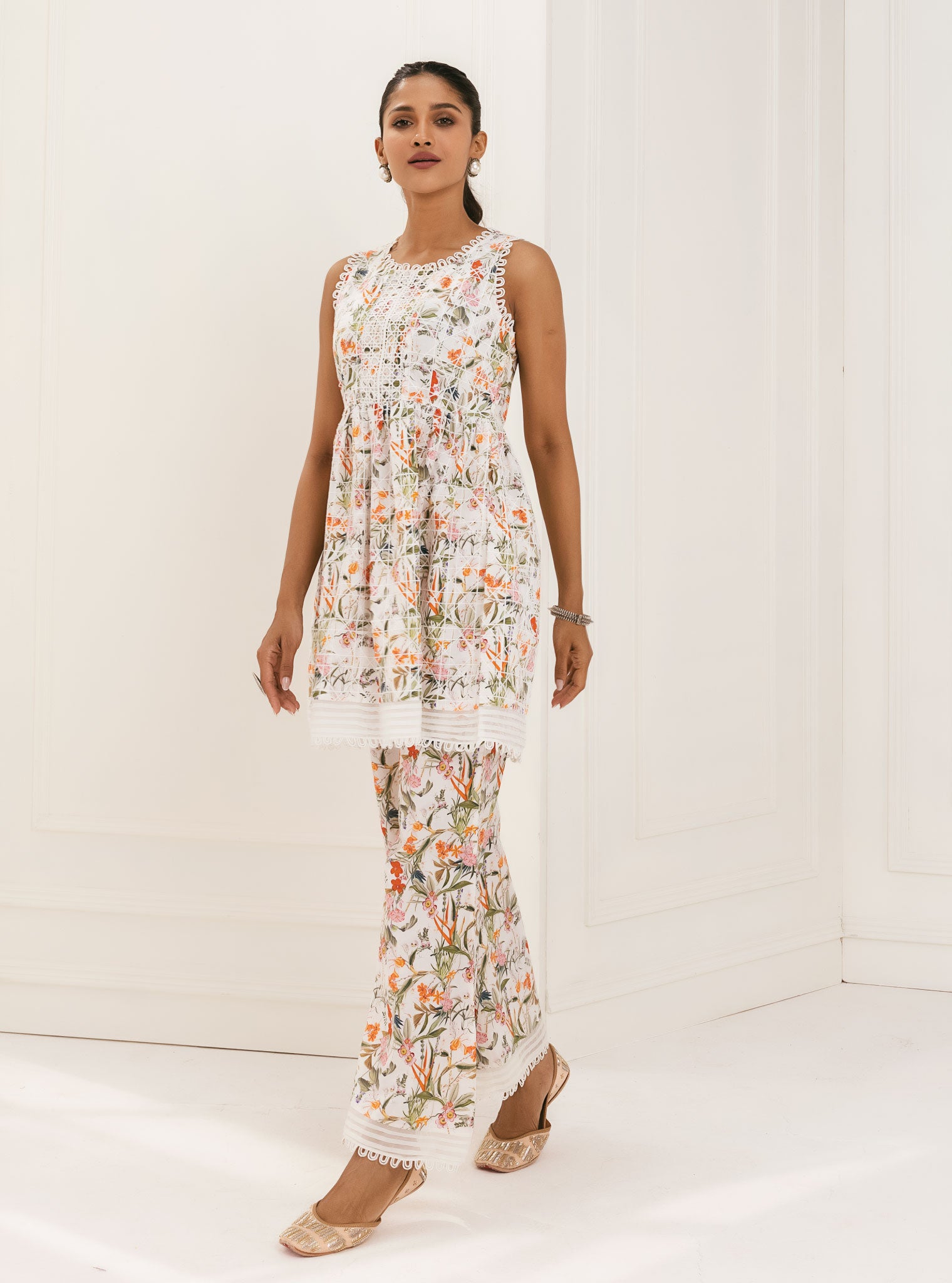 Elora Cotton White Kurta Set