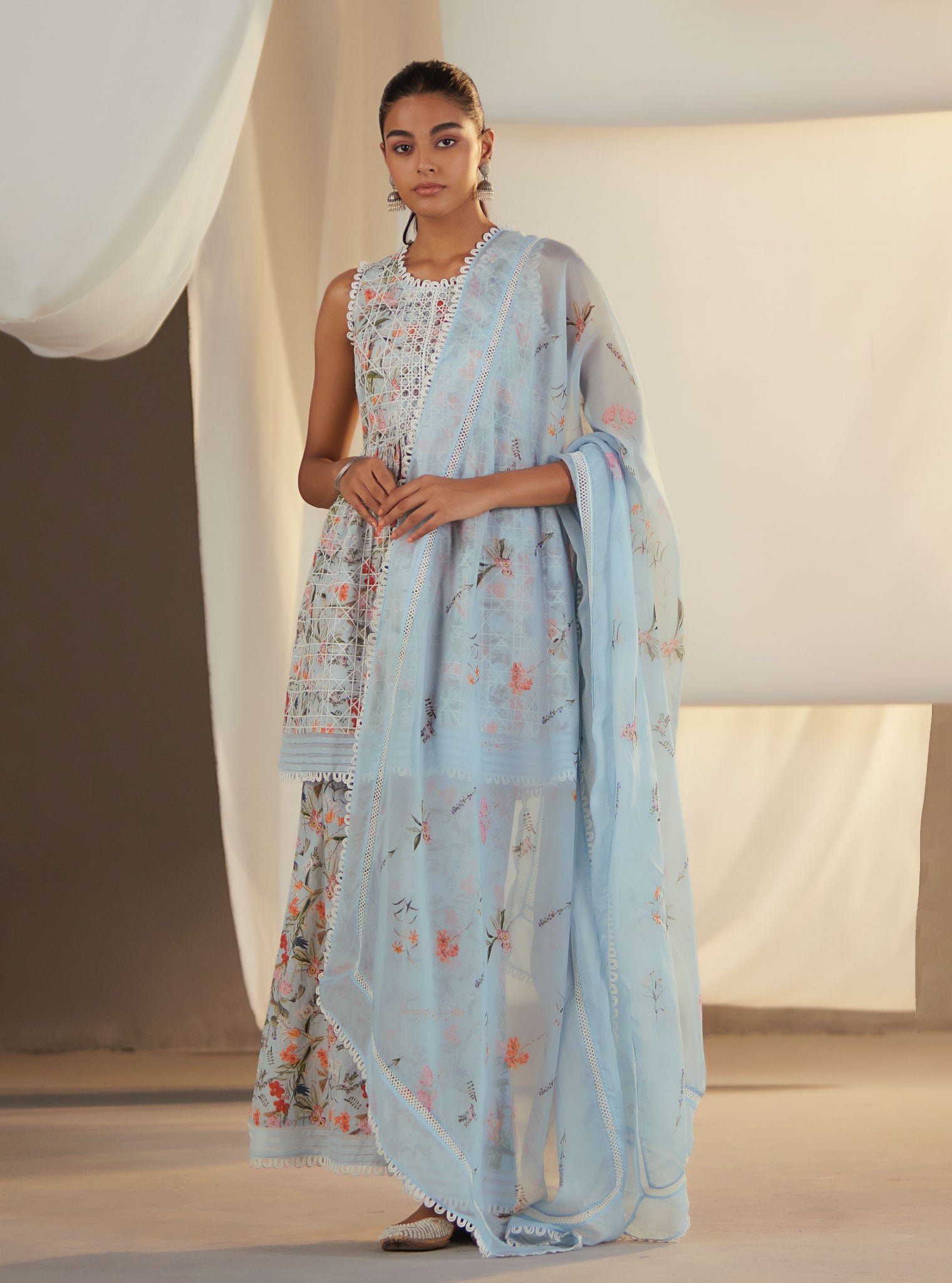 Elora Cotton Blue Kurta Set